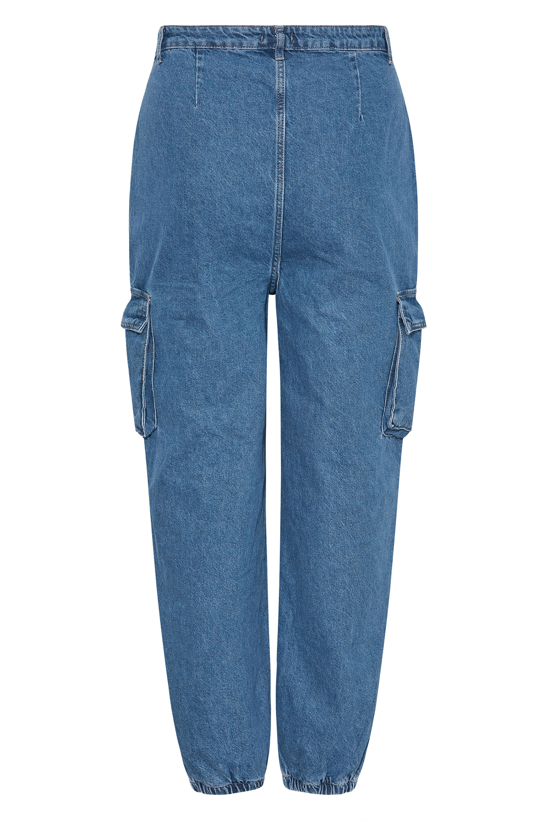 Grande taille  Jeans Grande taille  Jeans Taille Haute | Jean Bleu Style Cargo à Poches - SH10636