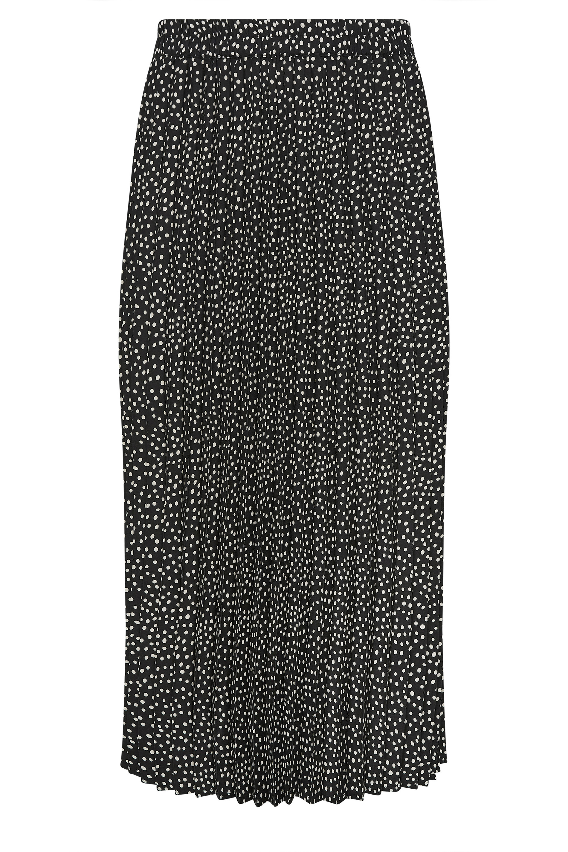 YOURS PETITE Plus Size Black Spot Print Pleated Skirt | Yours Clothing 1