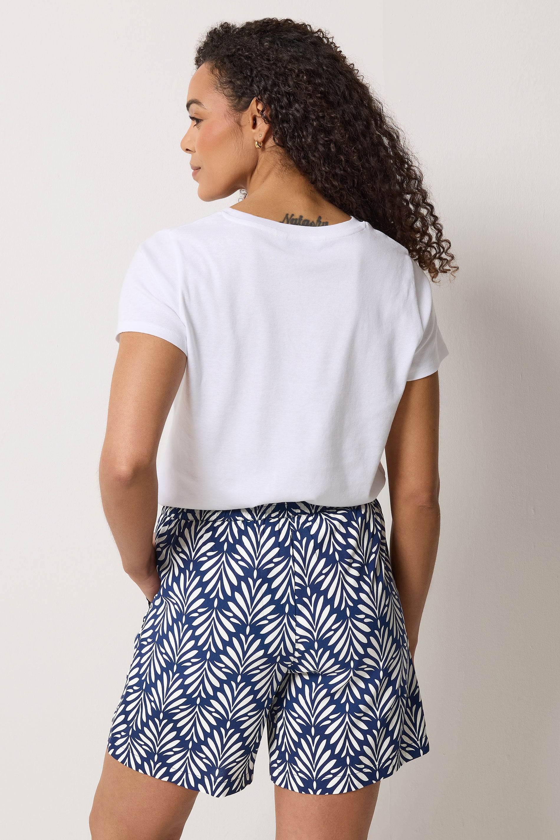 M&Co Women's Navy Blue & White Leaf Print Shorts | M&Co 2