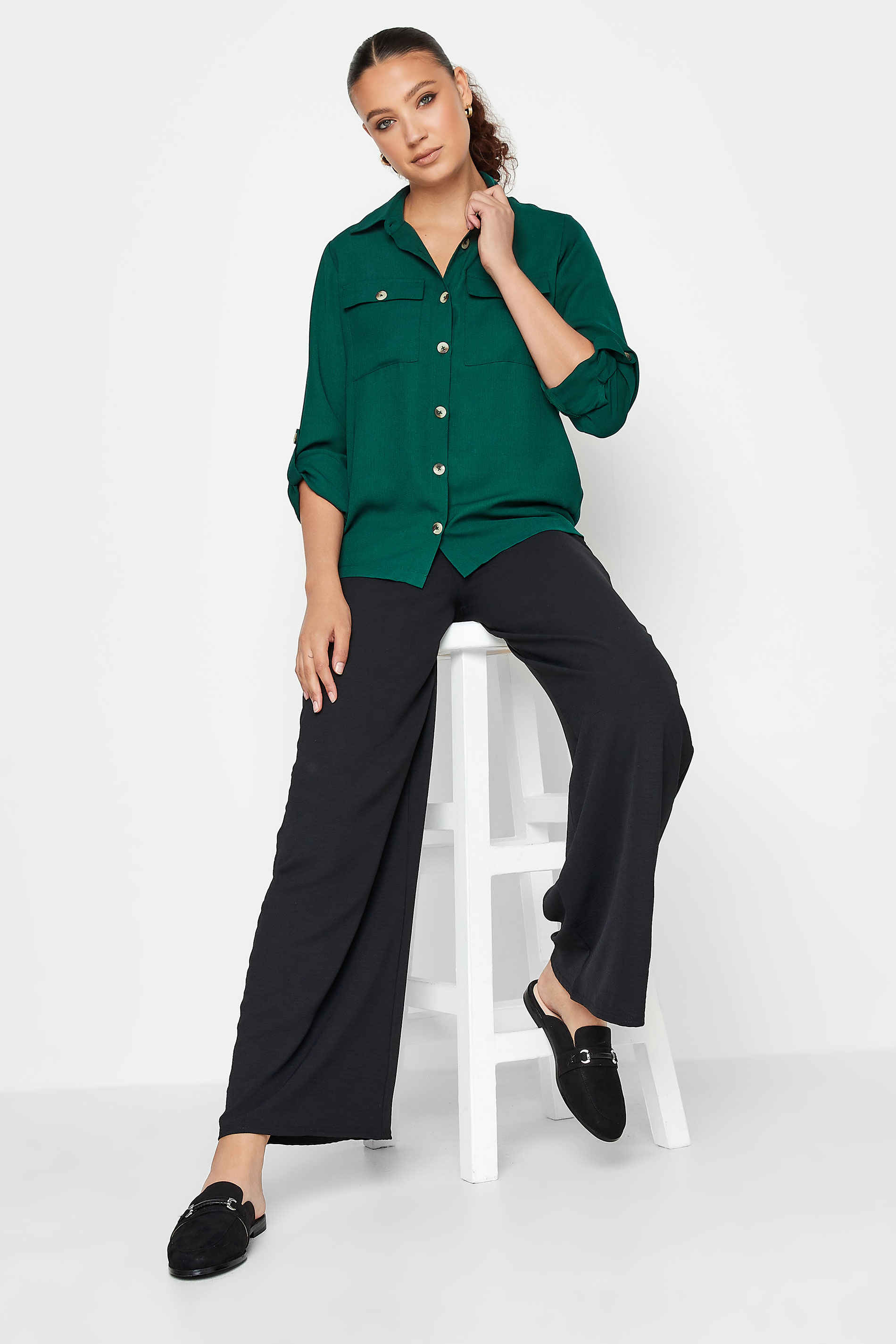 LTS Tall Green Long Sleeve Utility Shirt | Long Tall Sally 2