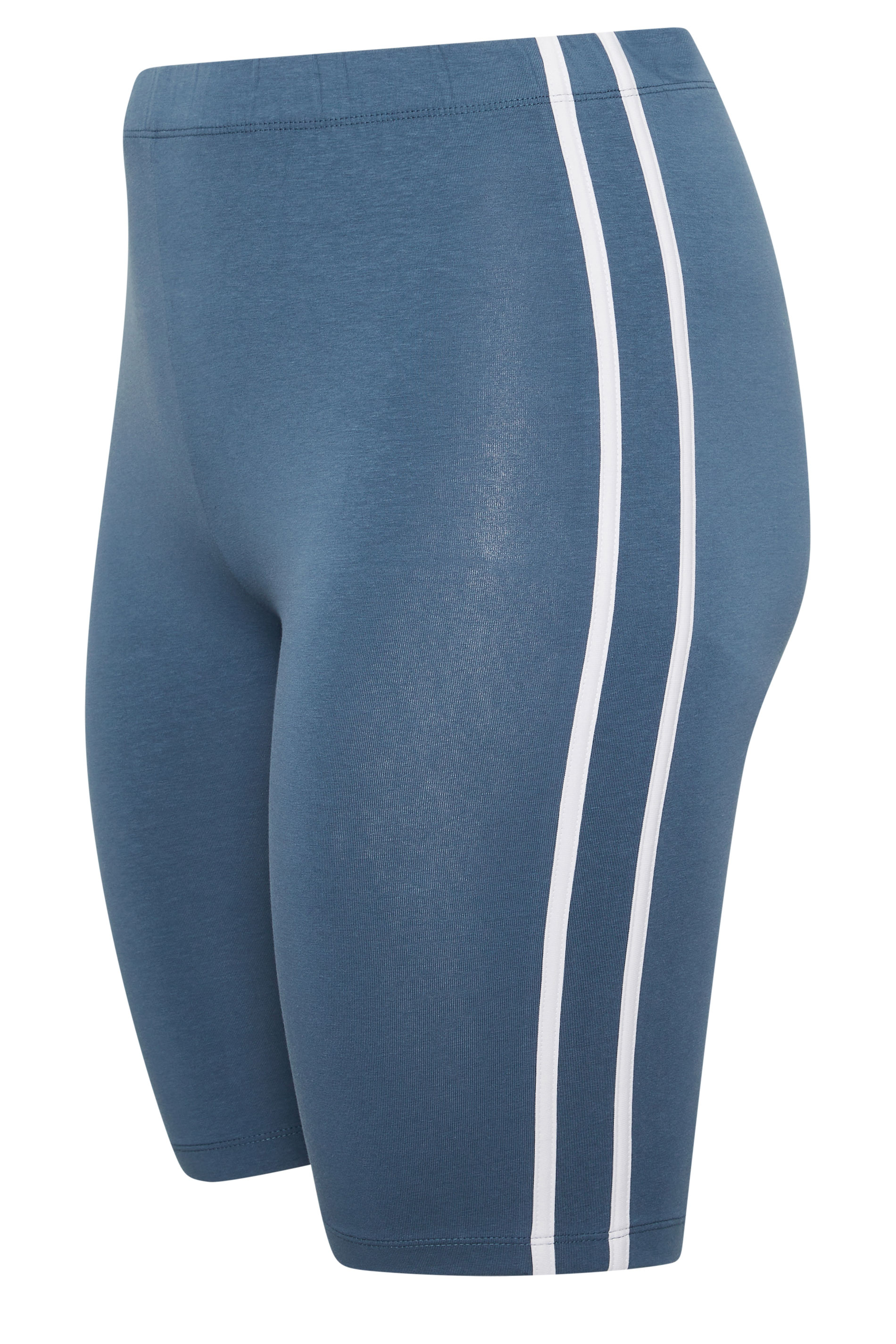 YOURS ACTIVE Plus Size Blue Side Contrast Stripe Shorts | Yours Clothing 6