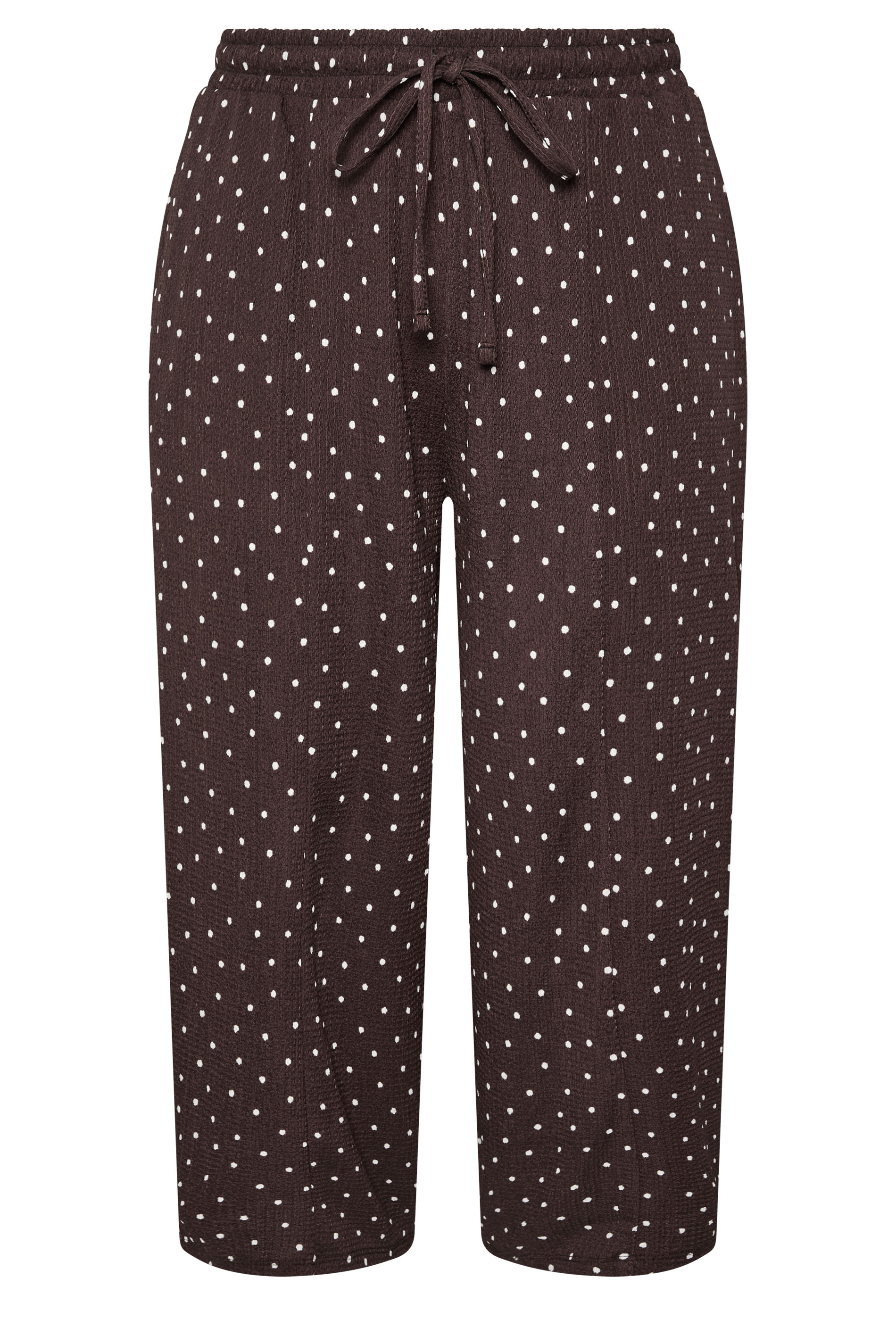 YOURS Plus Size Chocolate Brown Polka Dot Barrel Trousers | Yours Clothing 6