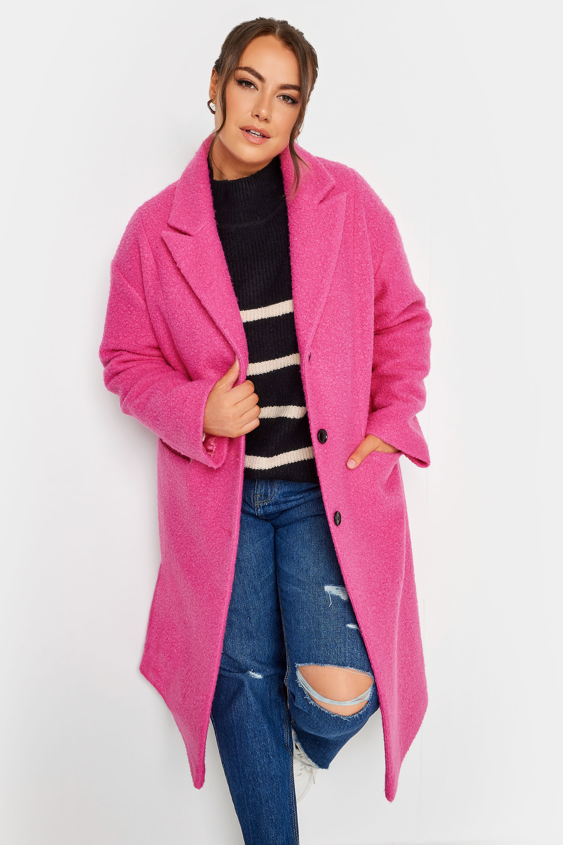 Product Video For YOURS Plus Size Pink Boucle Coat | Yours Clothing 1