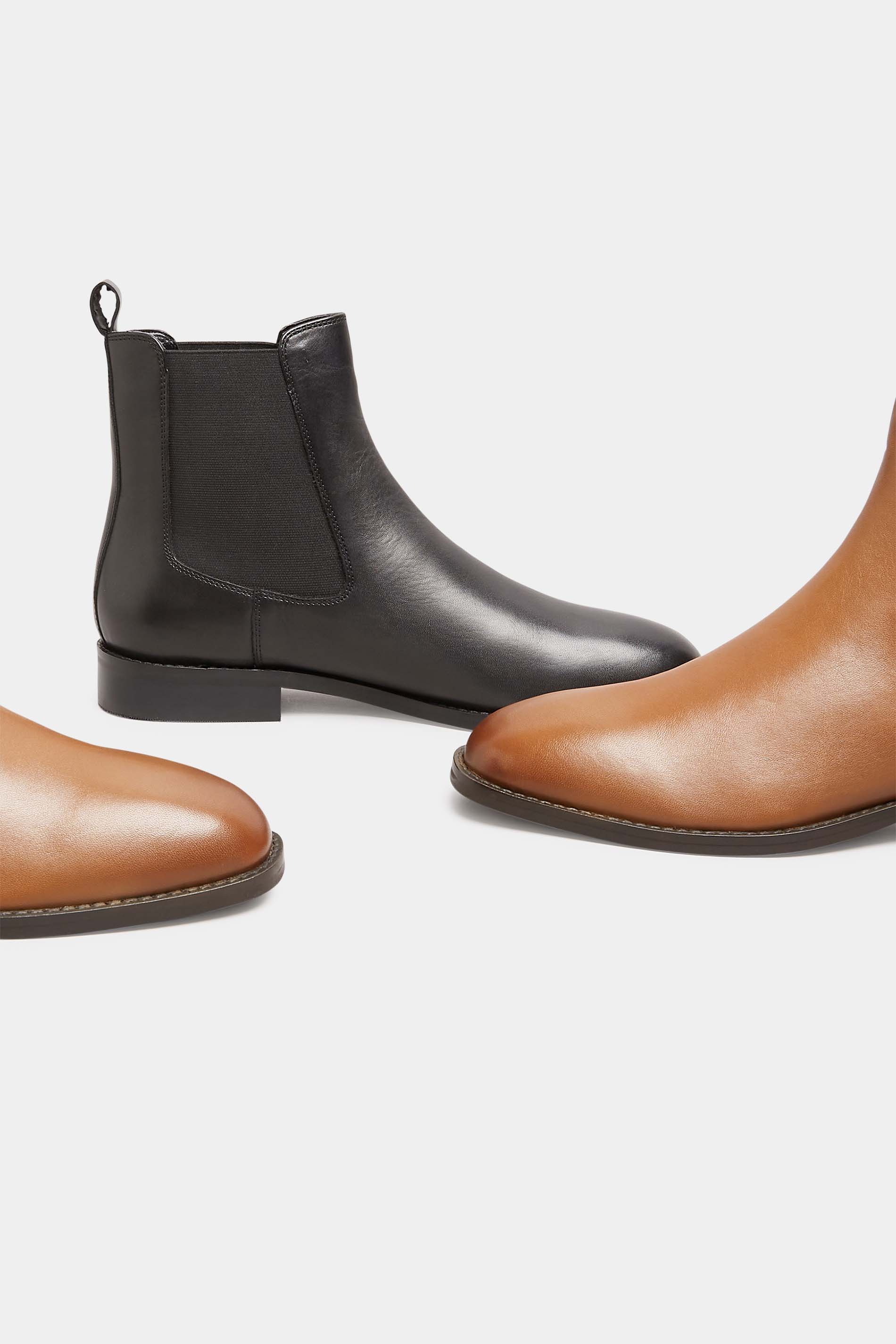 Black Leather Chelsea Boots In Standard Fit | Long Tall Sally