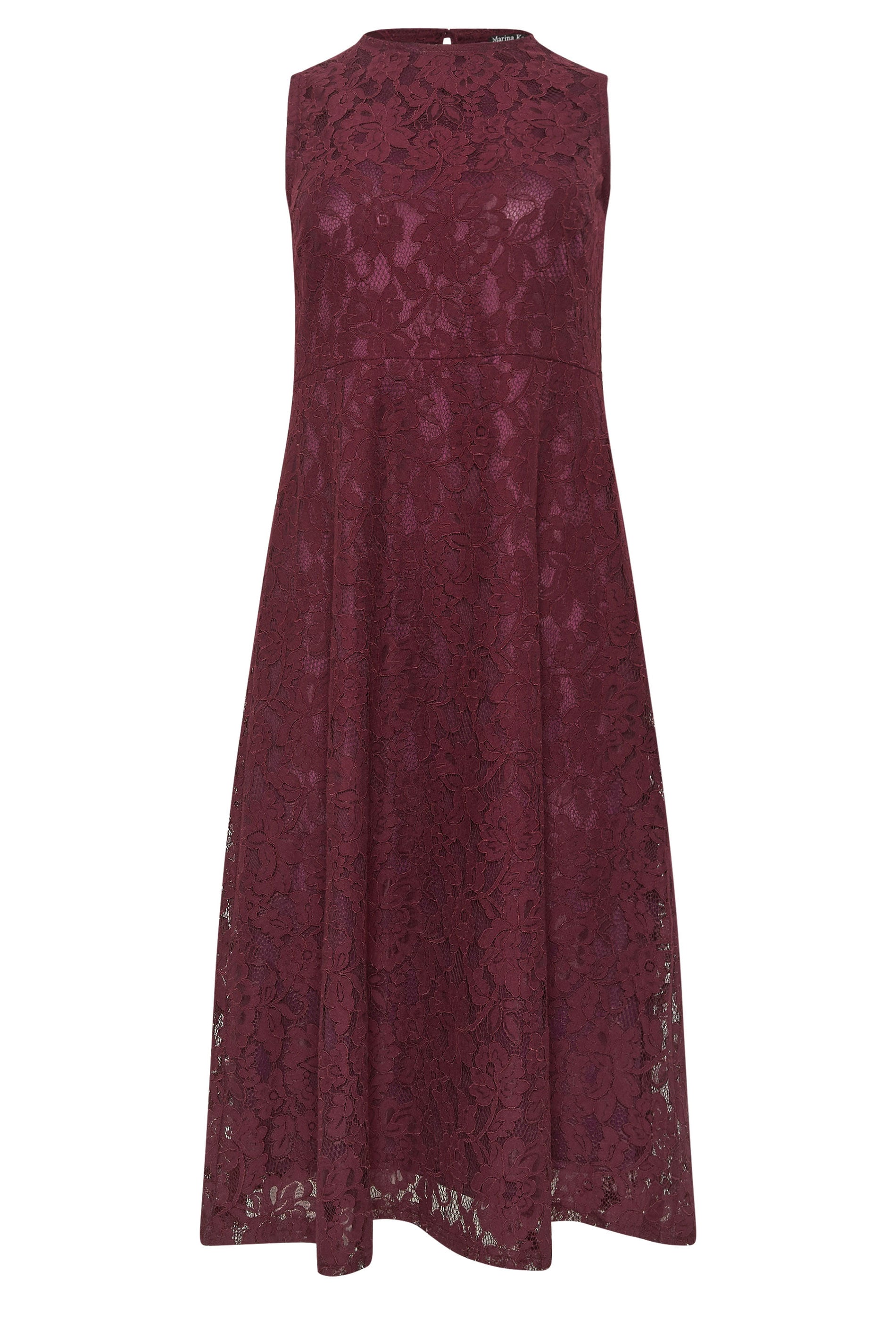 M&Co Burgundy Red Lace Skater Dress | M&Co 5