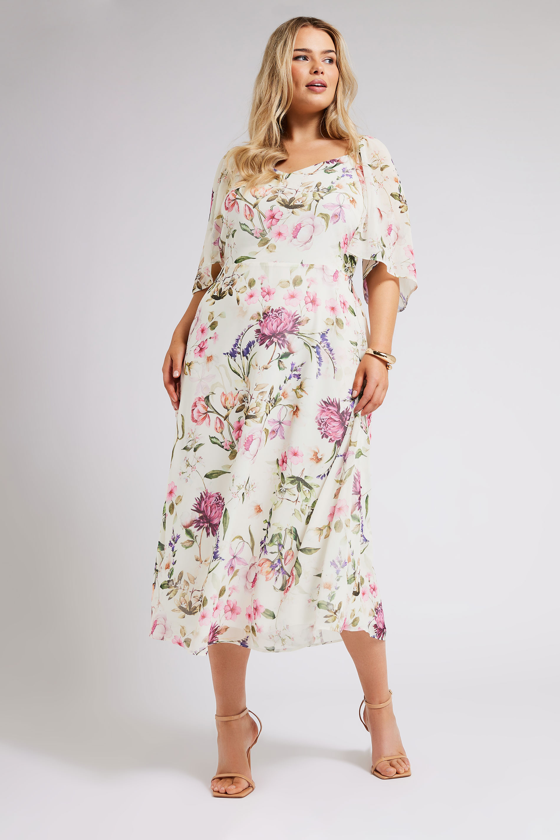 YOURS LONDON Plus Size Ivory White Floral Print Maxi Dress | Yours Clothing 2