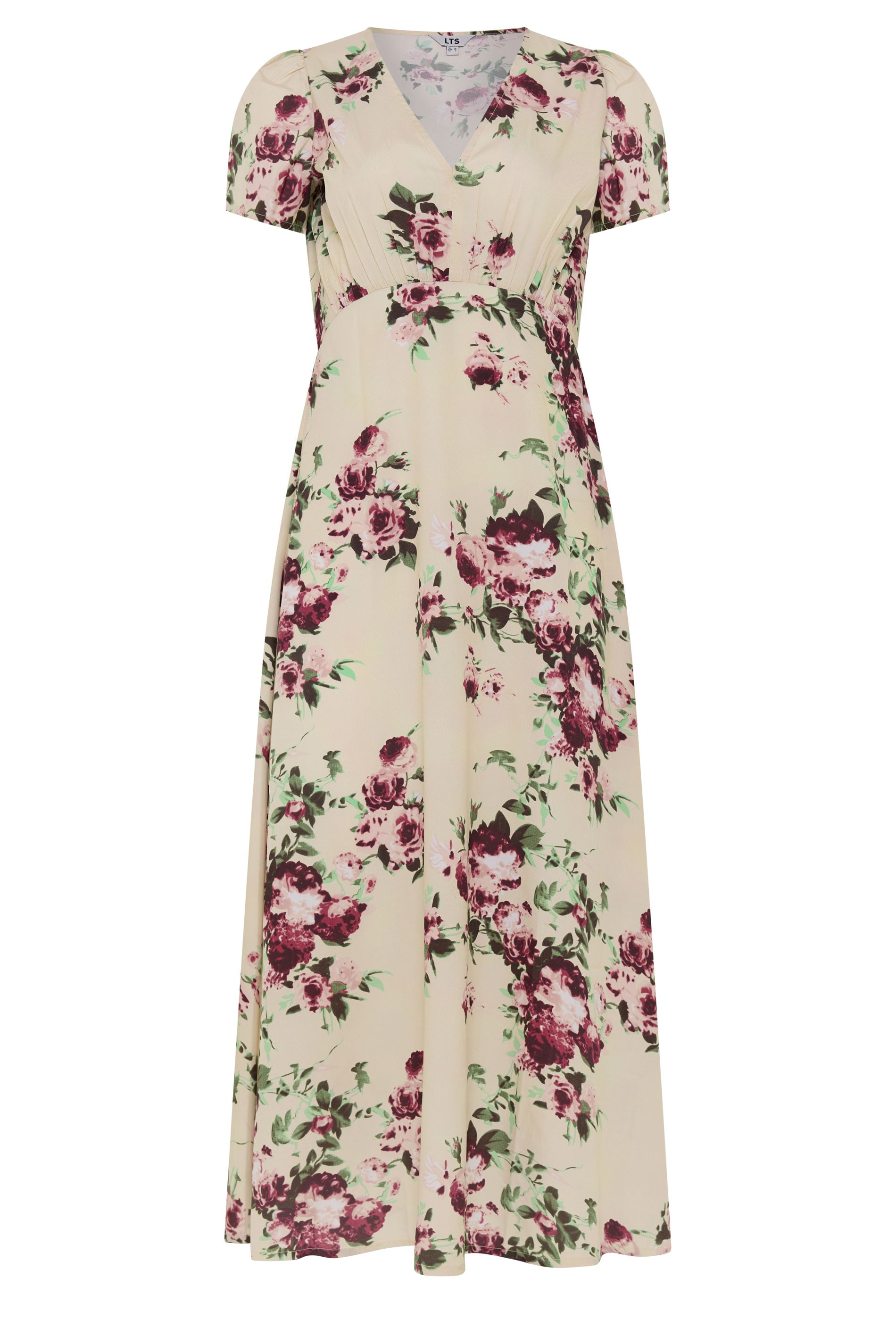 LTS Tall Women's Cream Floral Print Midi Dress | Long Tall Sally 5