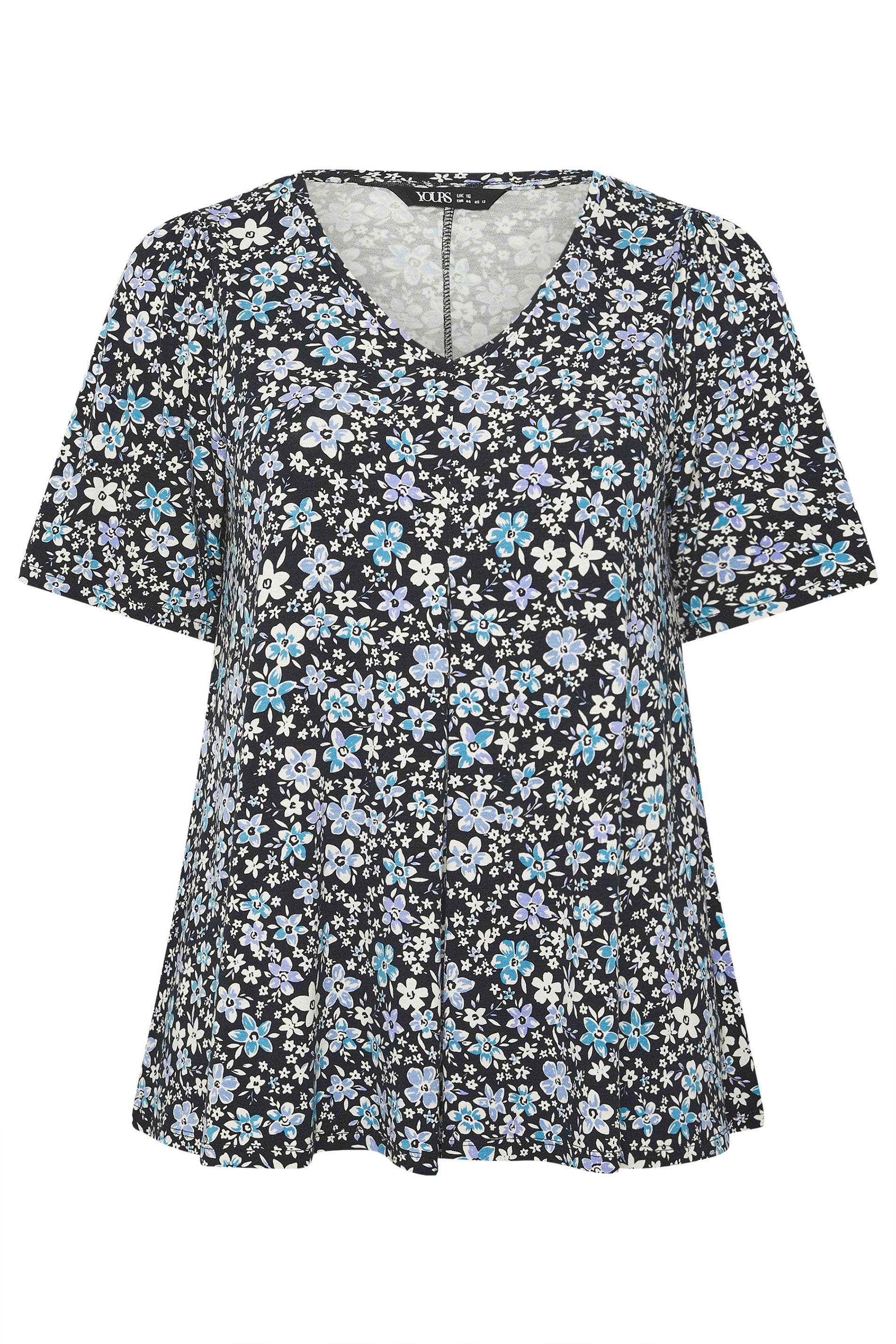 YOURS Plus Size Black Ditsy Floral Swing Top | Yours Clothing 5