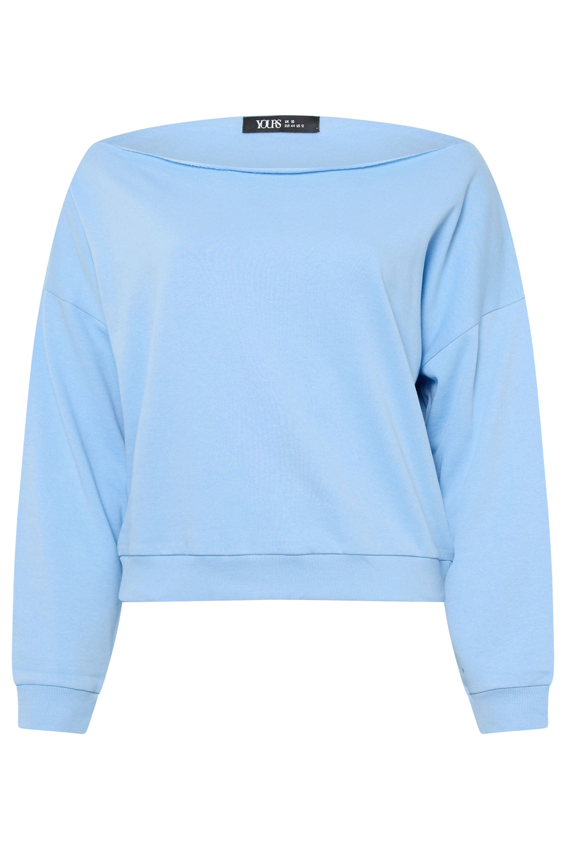 YOURS Plus Size Light Blue Off Shoulder Sweatshirt | Yours Cothing 5