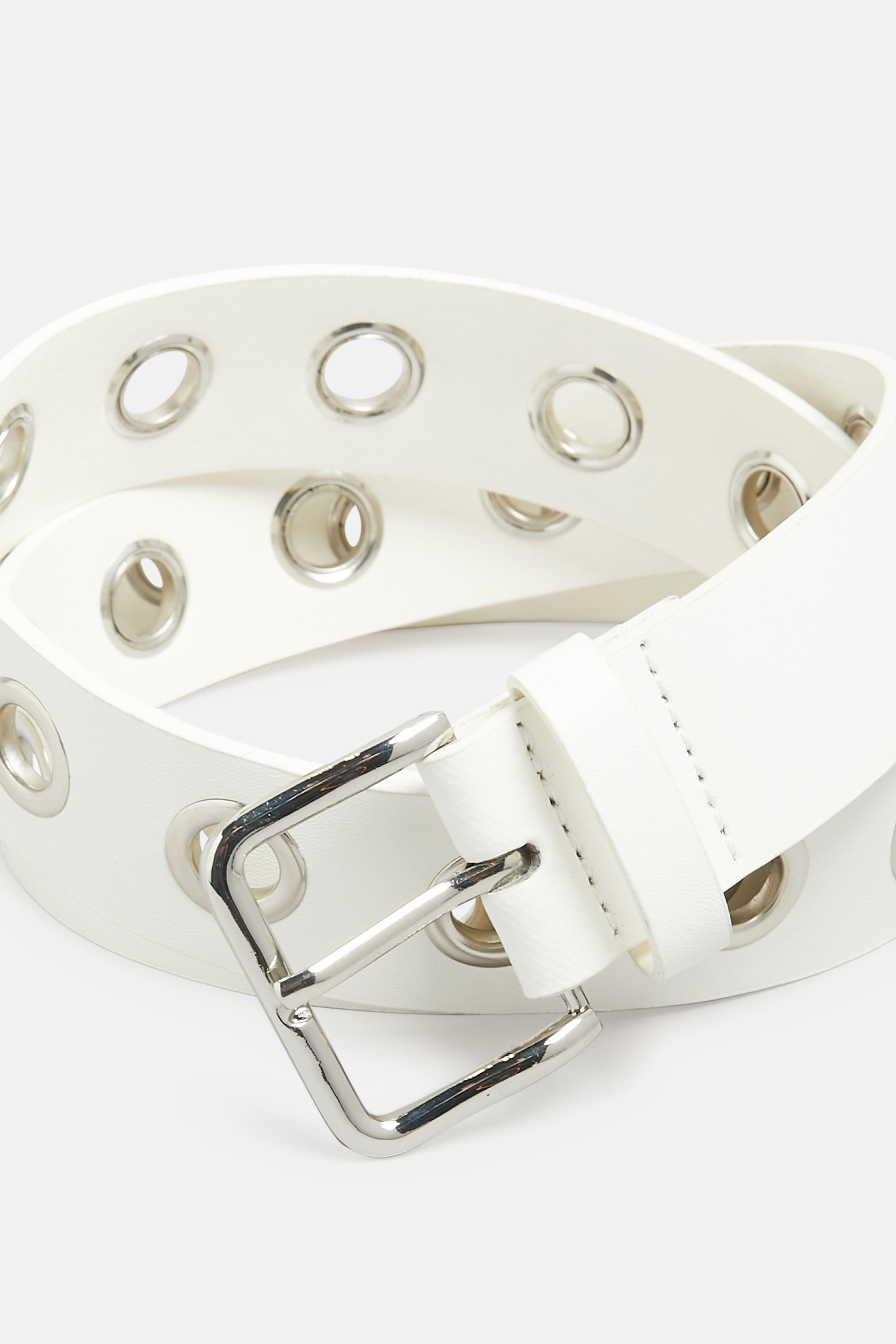 Plus Size White Eyelet Detail Belt | Yours Clothing