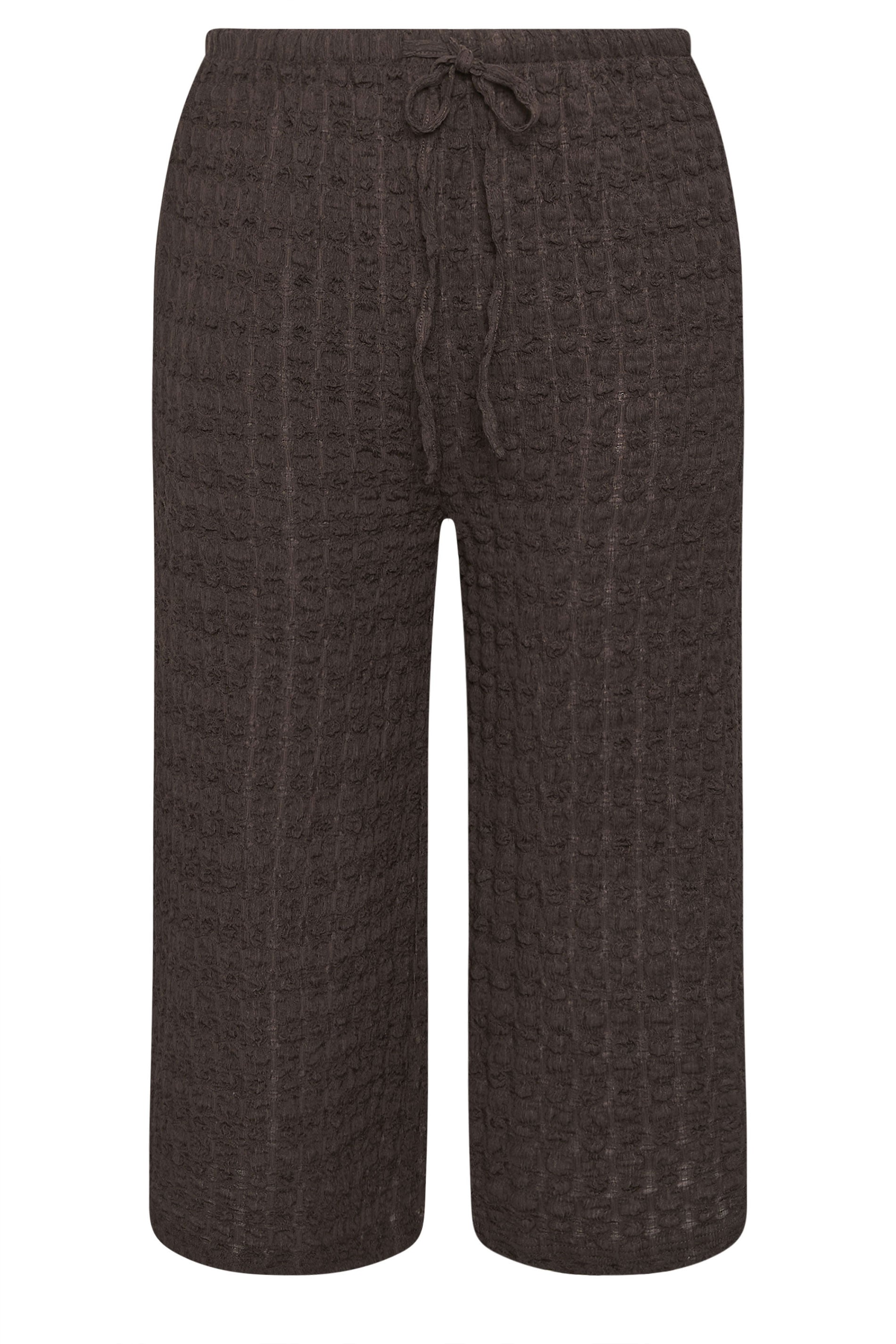 YOURS Curve Brown Bubble Textured Cropped Trousers 5