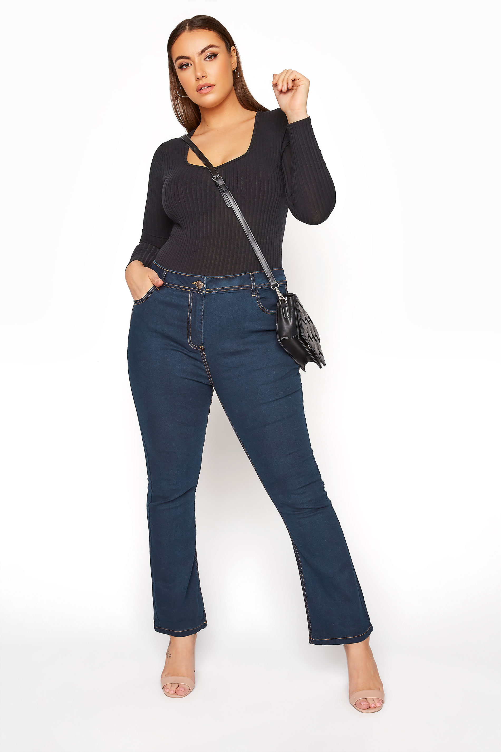 Indigo Bootcut 5 Pocket Denim Jeans Plus Size 16 to 32