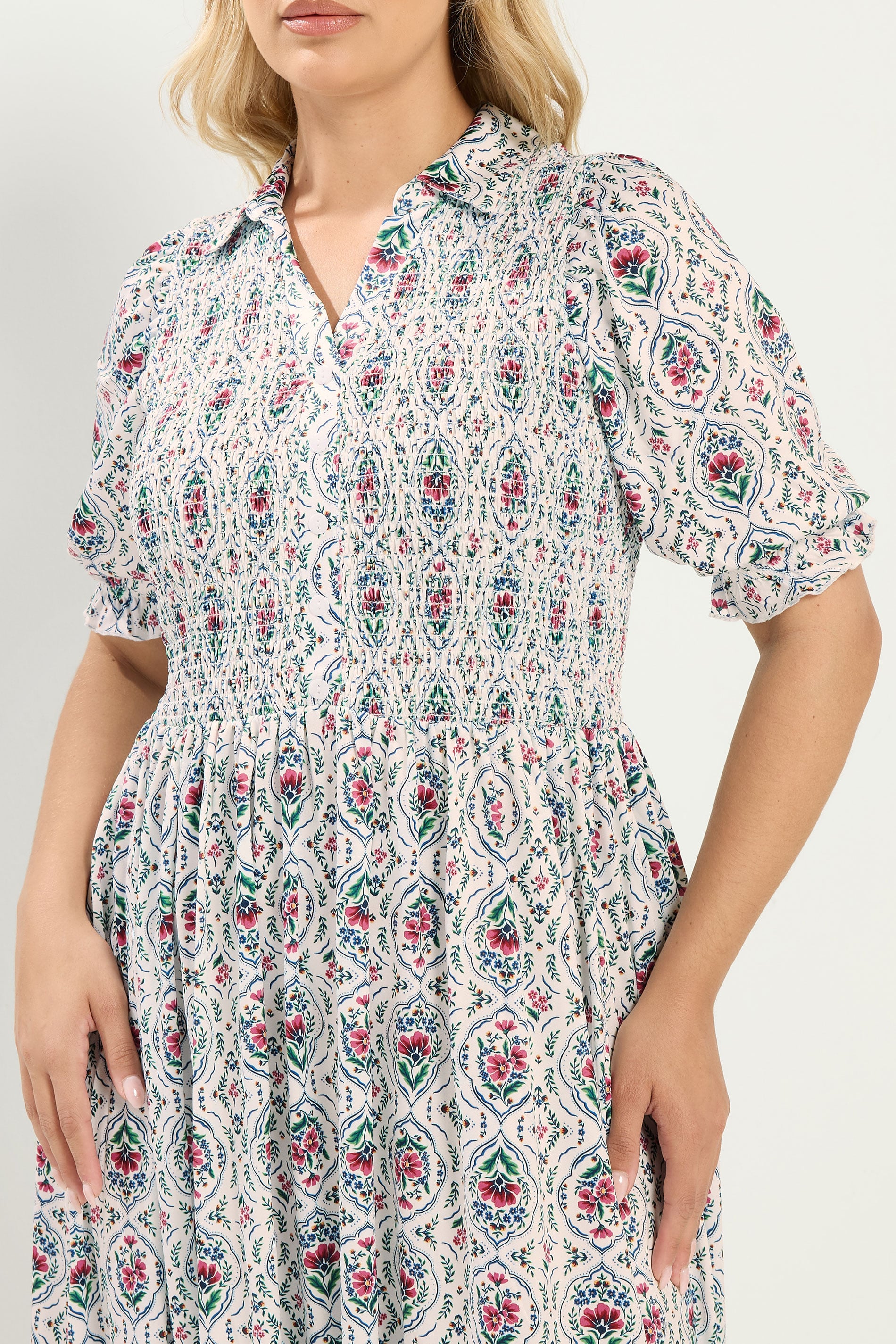 YOURS Plus Size Ivory White Floral Midi Dress | Yours Clothing 4