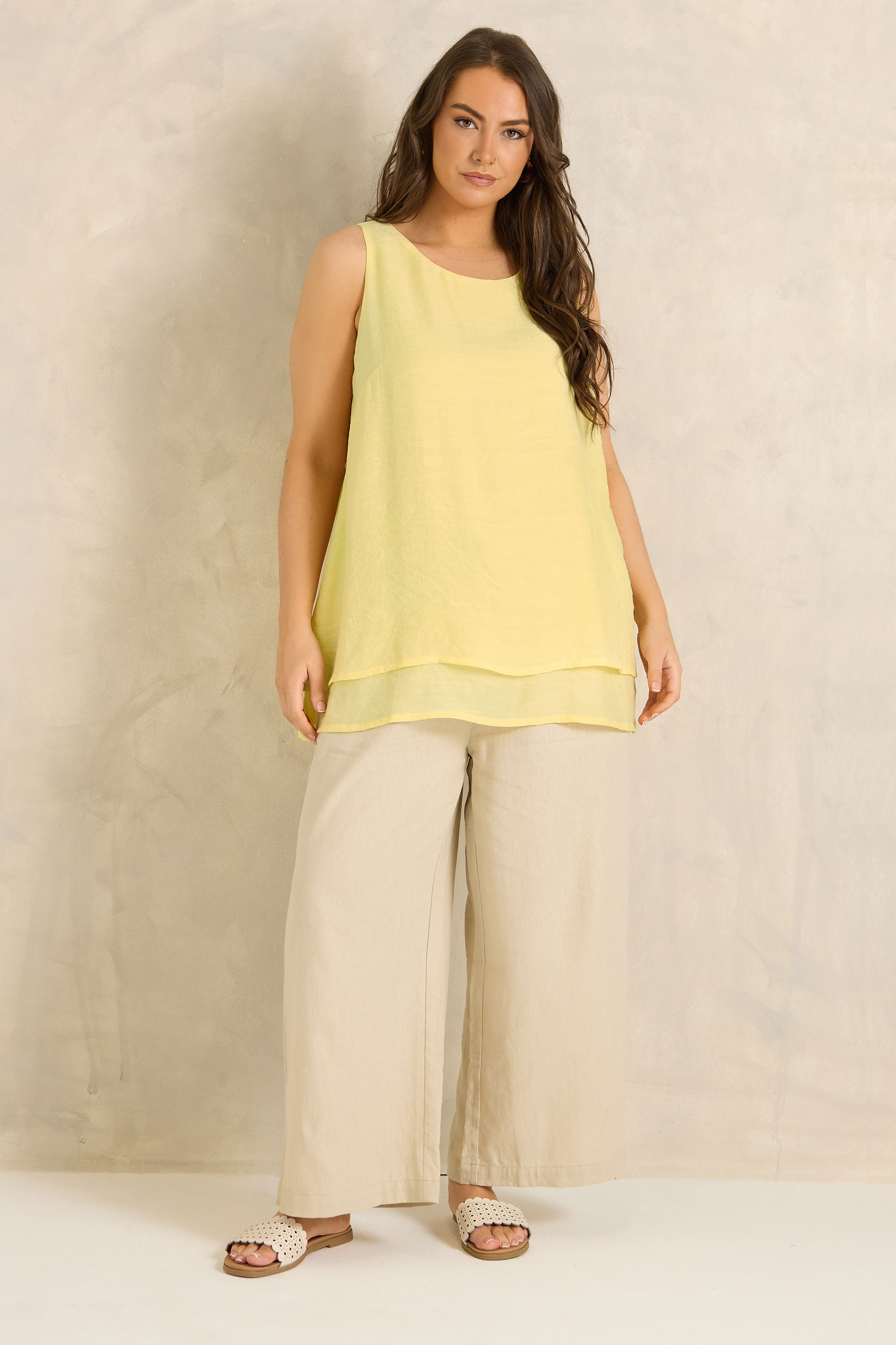 EVANS Plus Size Yellow Double Layer Vest Top | Evans 2