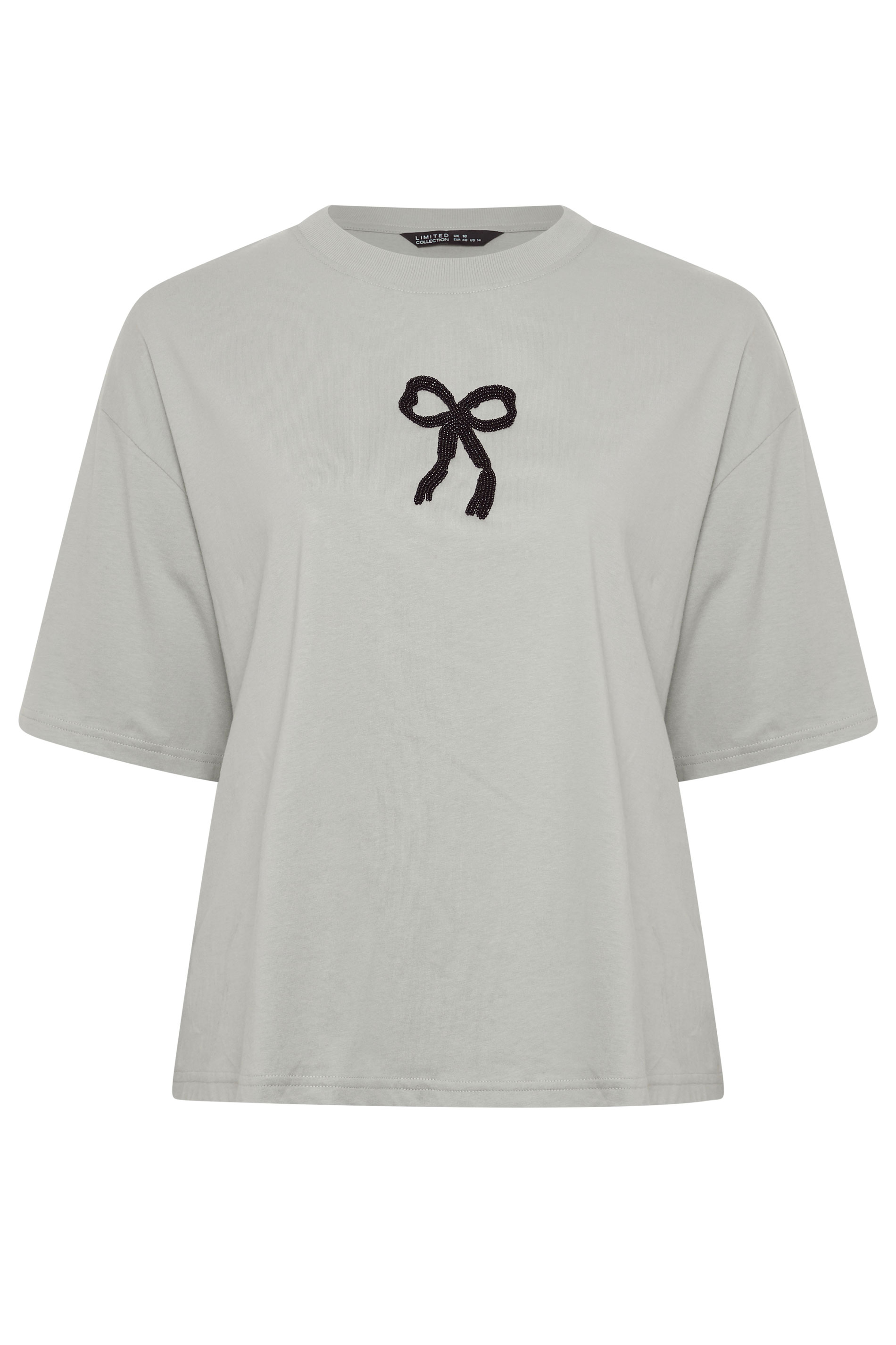 LIMITED COLLECTION Plus Size Grey Bow Beaded Top 1