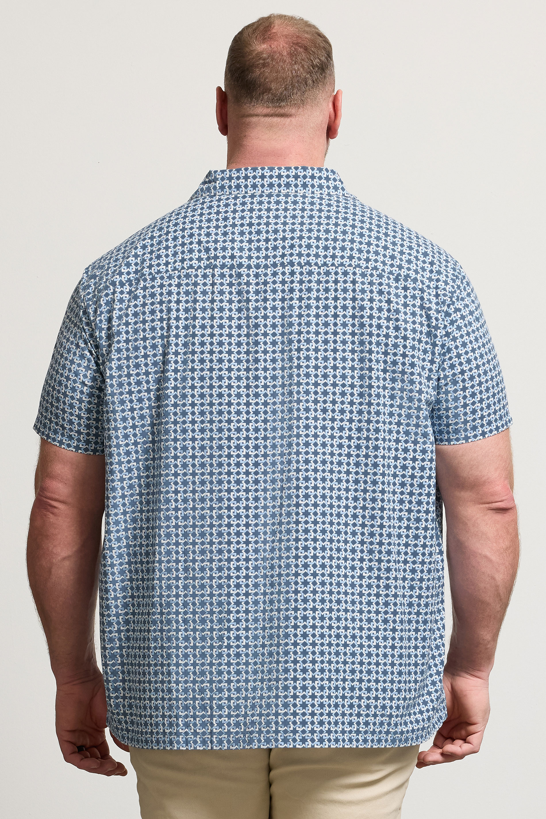 BadRhino Big & Tall Blue Geometric Poplin Shirt | BadRhino 4