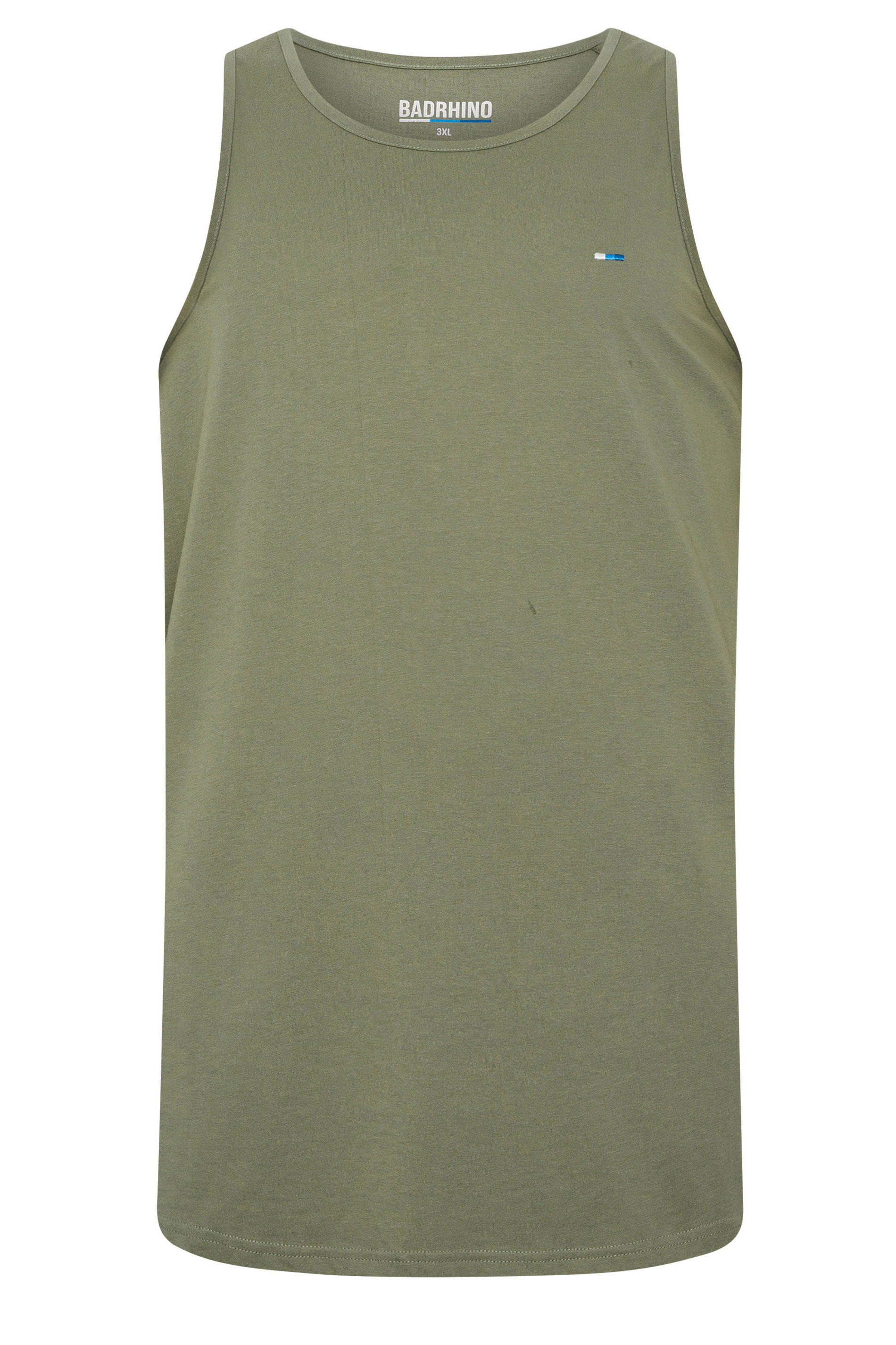 BadRhino Big & Tall 3 Pack Blue/Green/Brown Extra Long Plain Vest Top | BadRhino 8