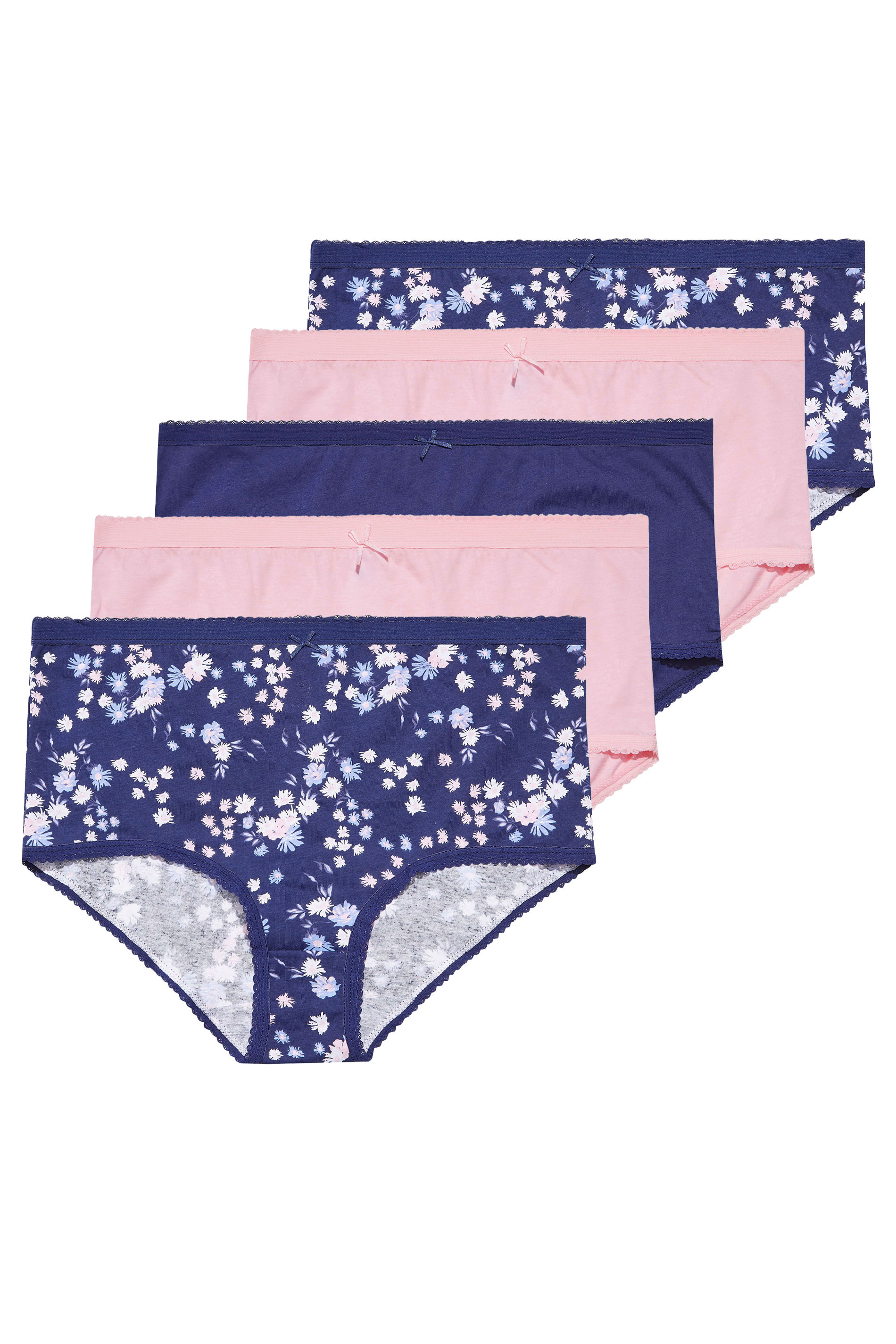 5 PACK Plus Size Blue Ditsy Floral Full Briefs | Yours Clothing 2