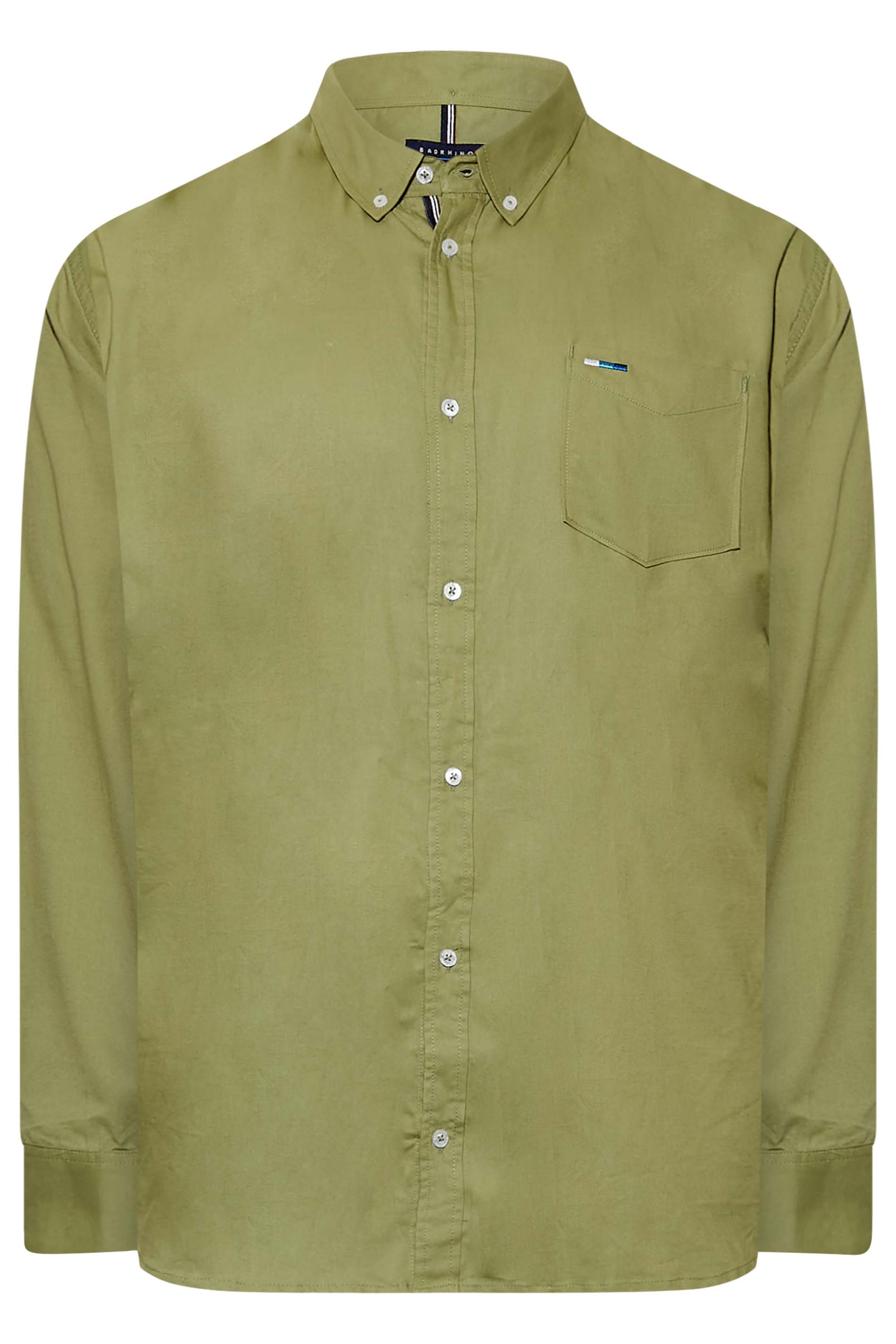 BadRhino Big & Tall Sage Green Long Sleeve Oxford Shirt | BadRhino 3