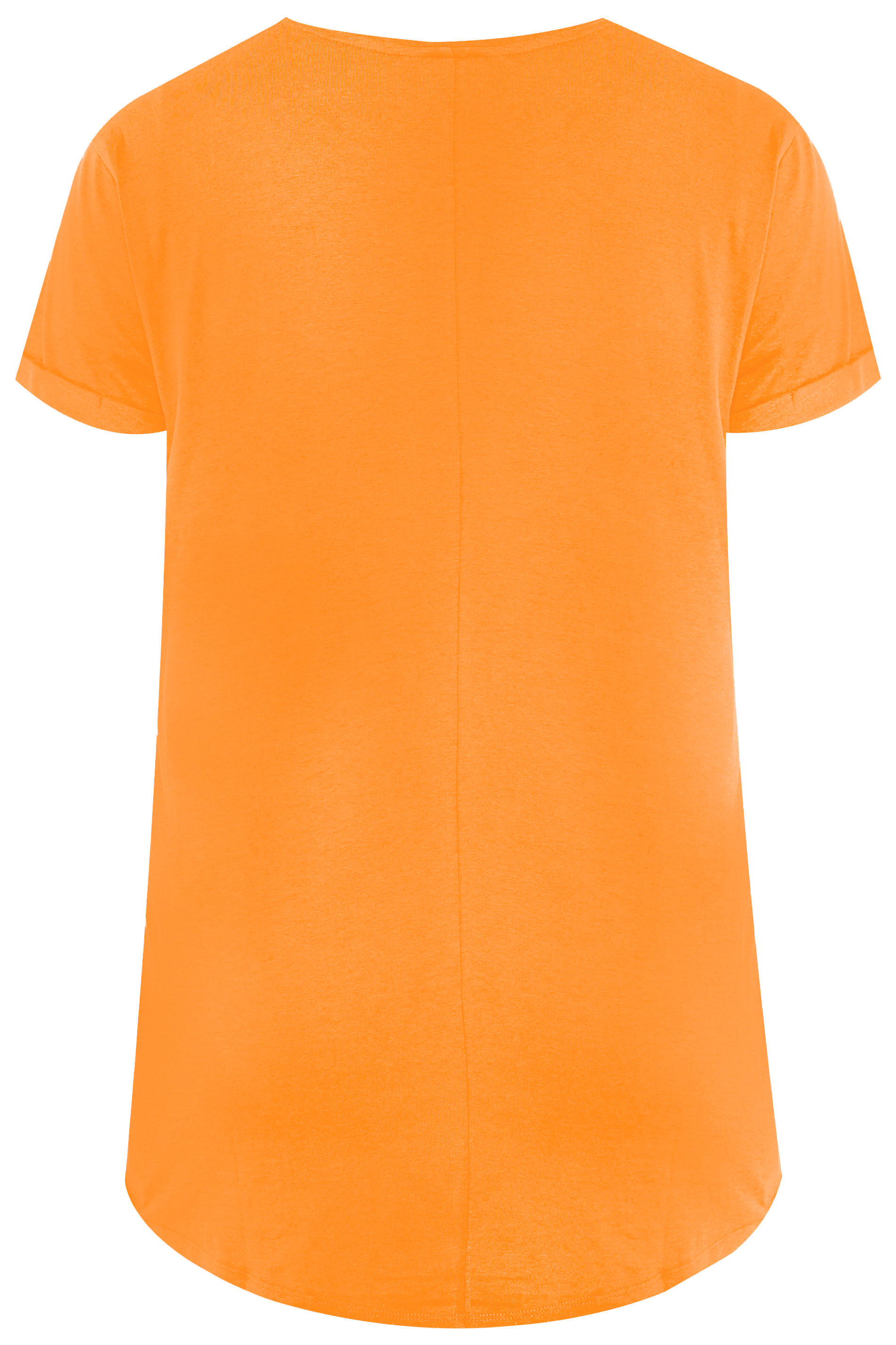 Orange Mock Pocket Dipped Hem T-Shirt | Yours Clothing