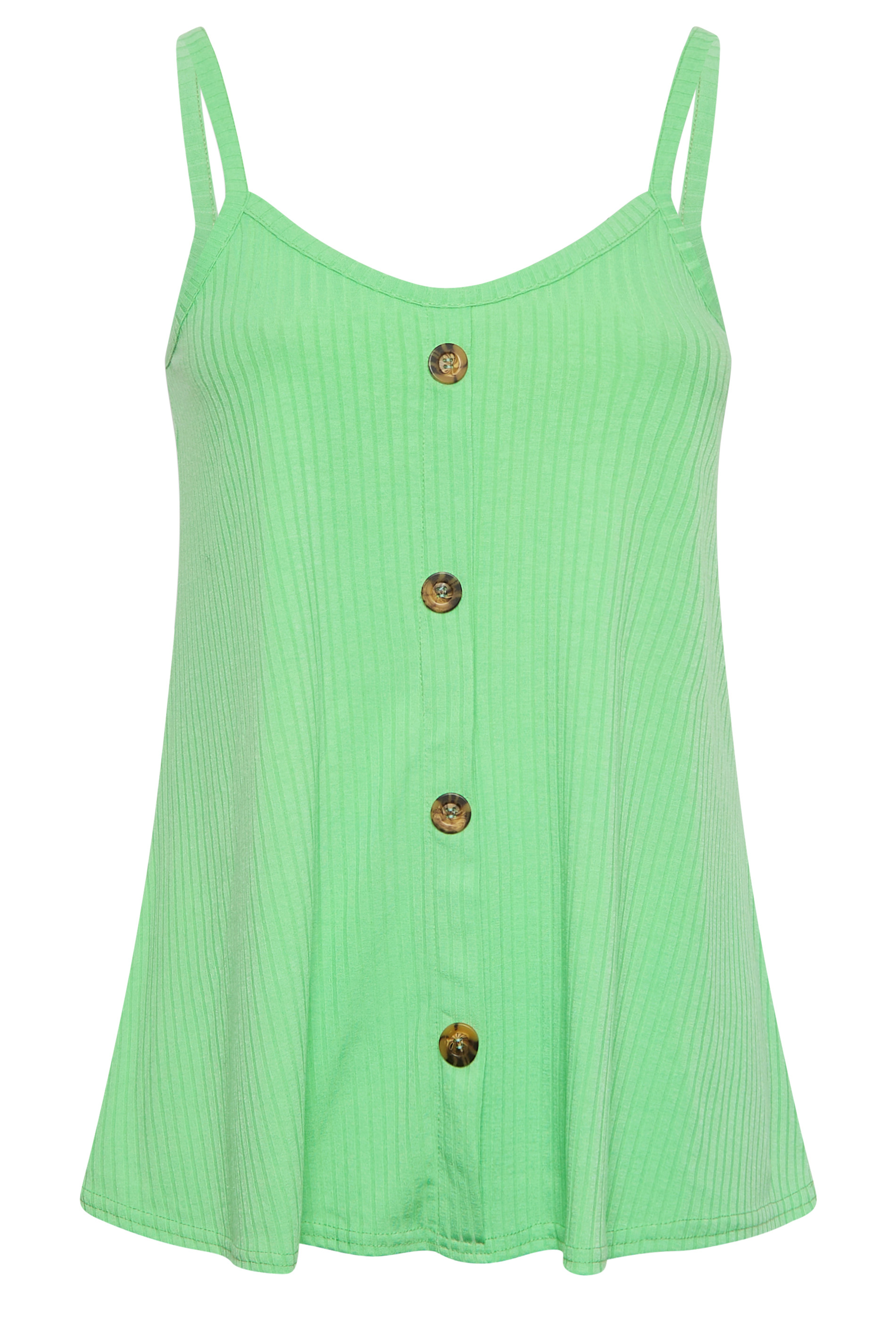 LIMITED COLLECTION Plus Size Green Ribbed Button Cami Vest Top | Yours ...