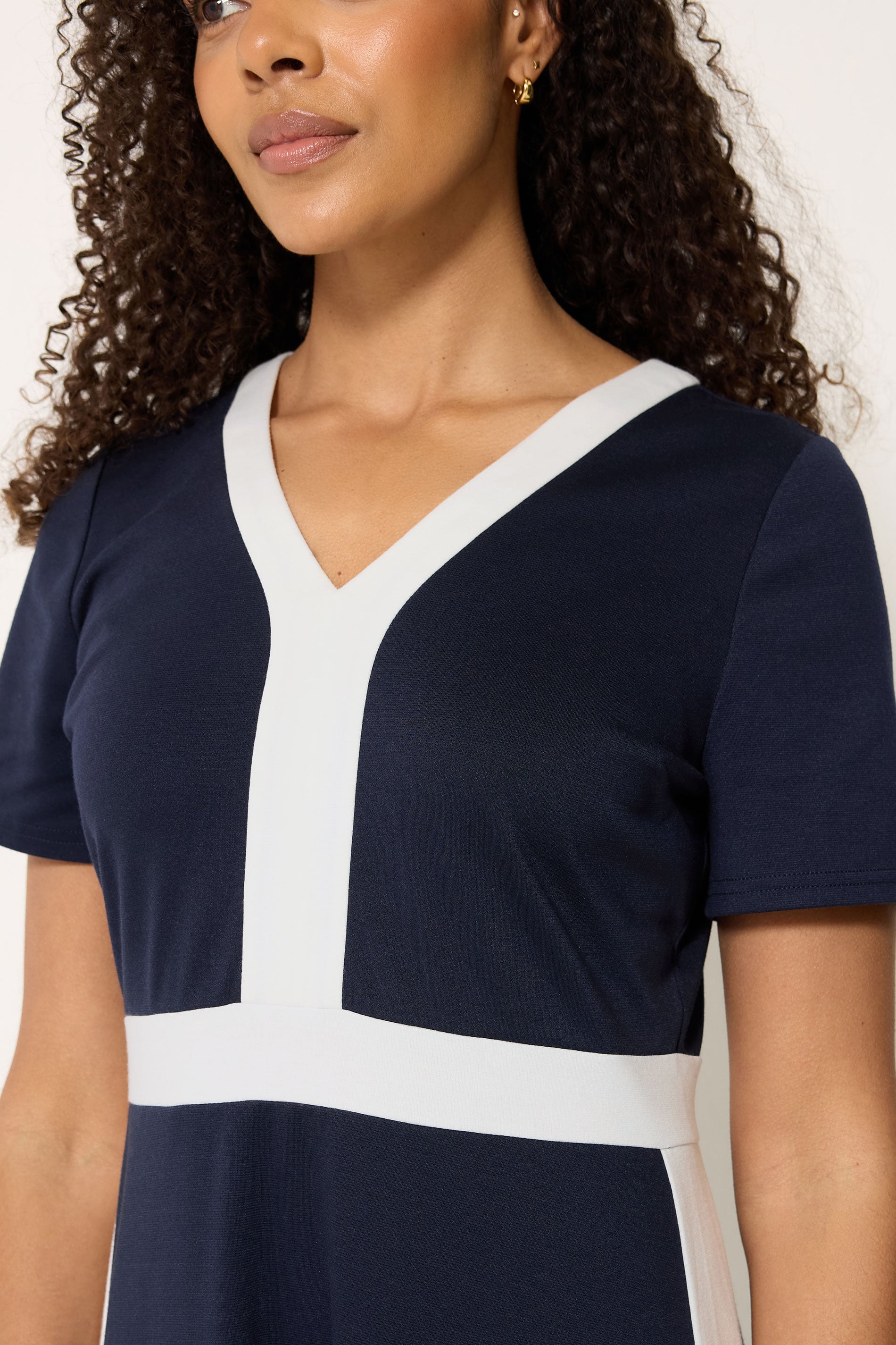 M&Co Navy Blue Colourblock Midi Dress | M&Co 2