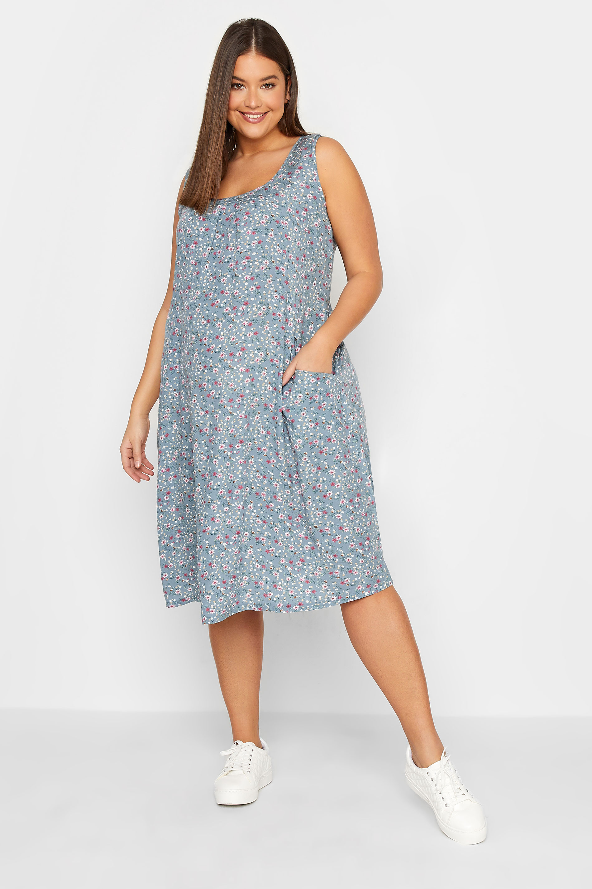 LTS Maternity Blue Floral Sleeveless Dress | Long Tall Sally 2