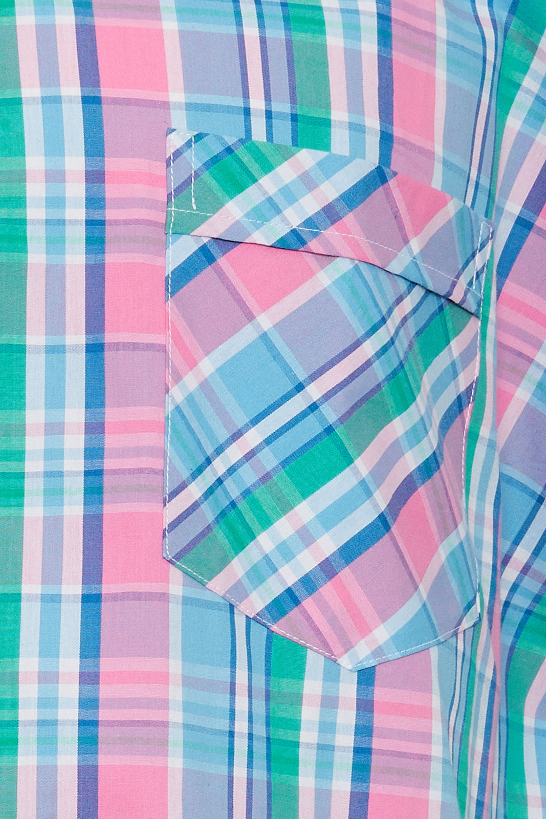 KAM Big & Tall Pink Check Short Sleeve Shirt | BadRhino 5
