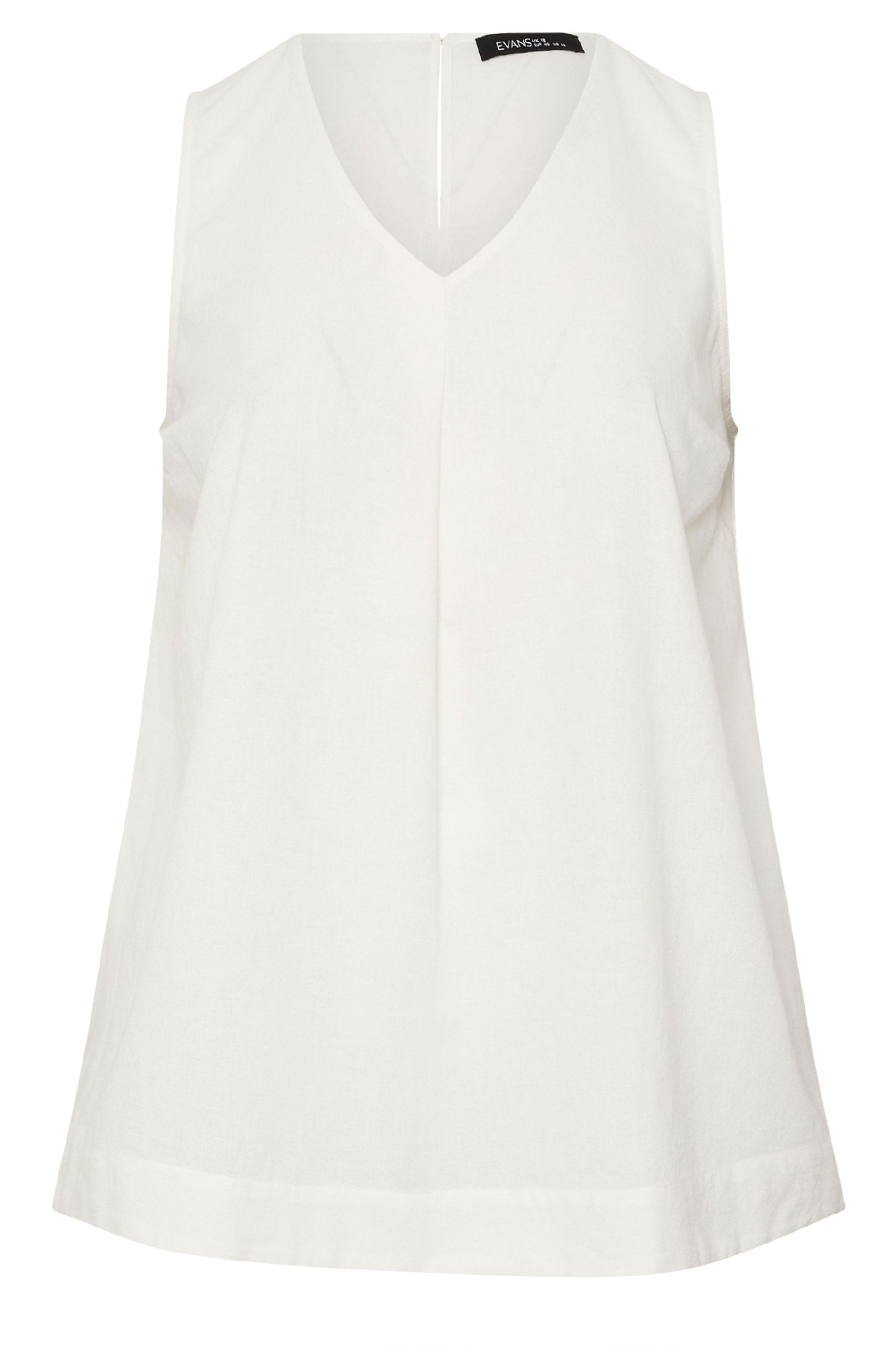 EVANS Plus Size White Linen Vest Top | Evans 5