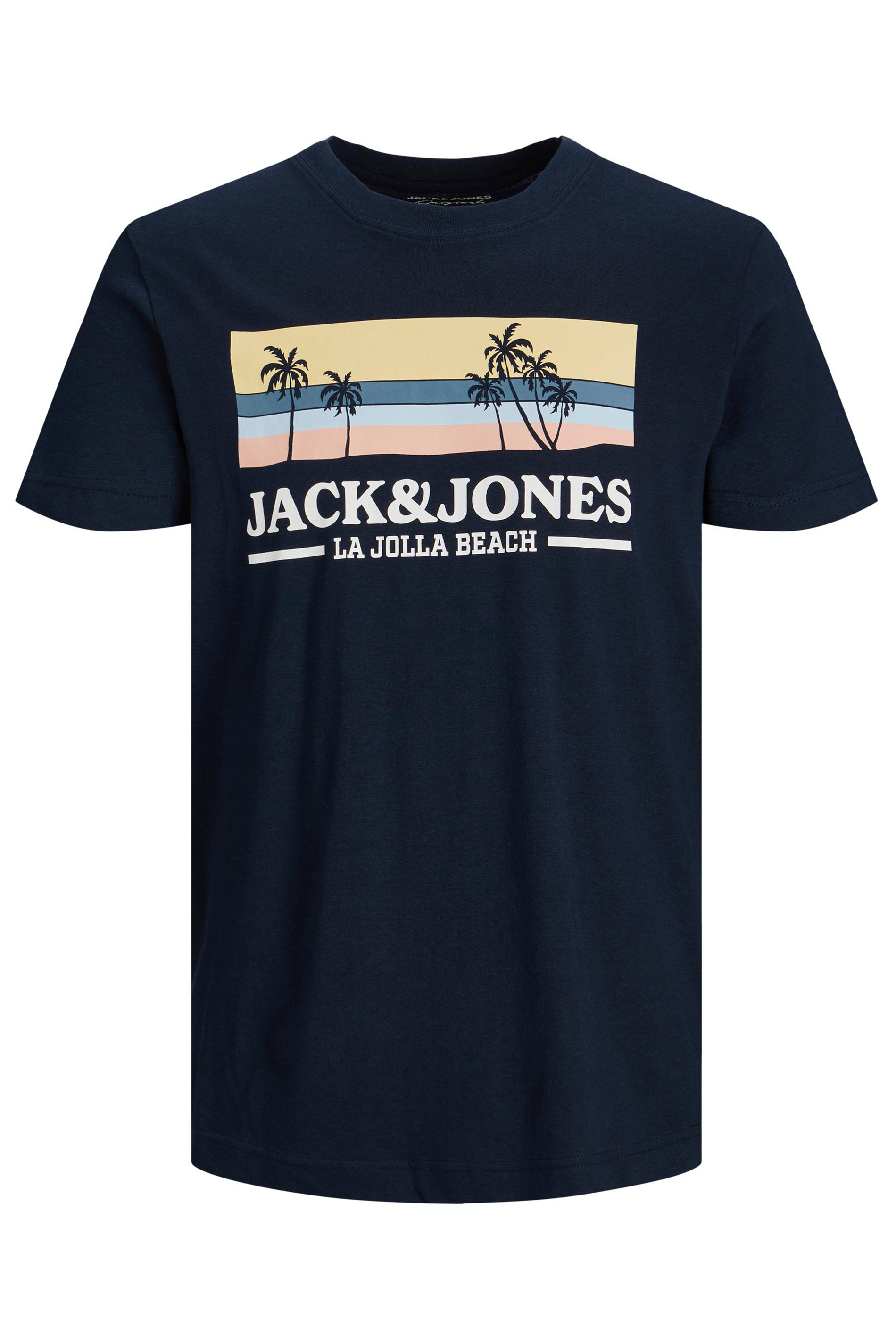 JACK & JONES Big & Tall Navy Blue Malibu T-Shirt_F.jpg