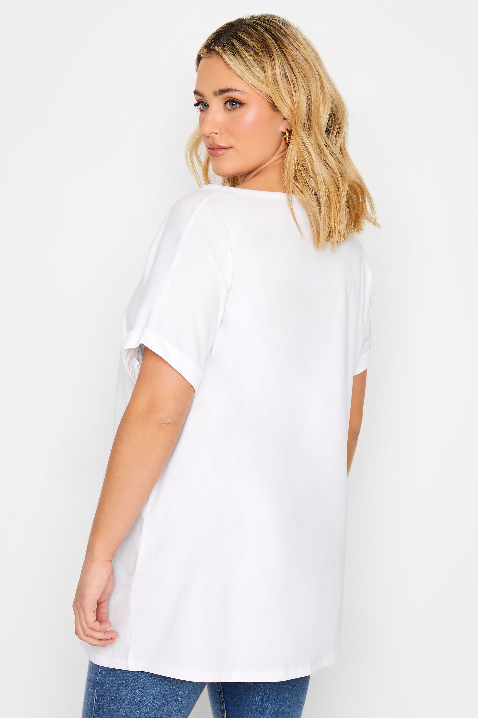 YOURS Plus Size White Cut Out T-Shirt | Yours Clothing 3