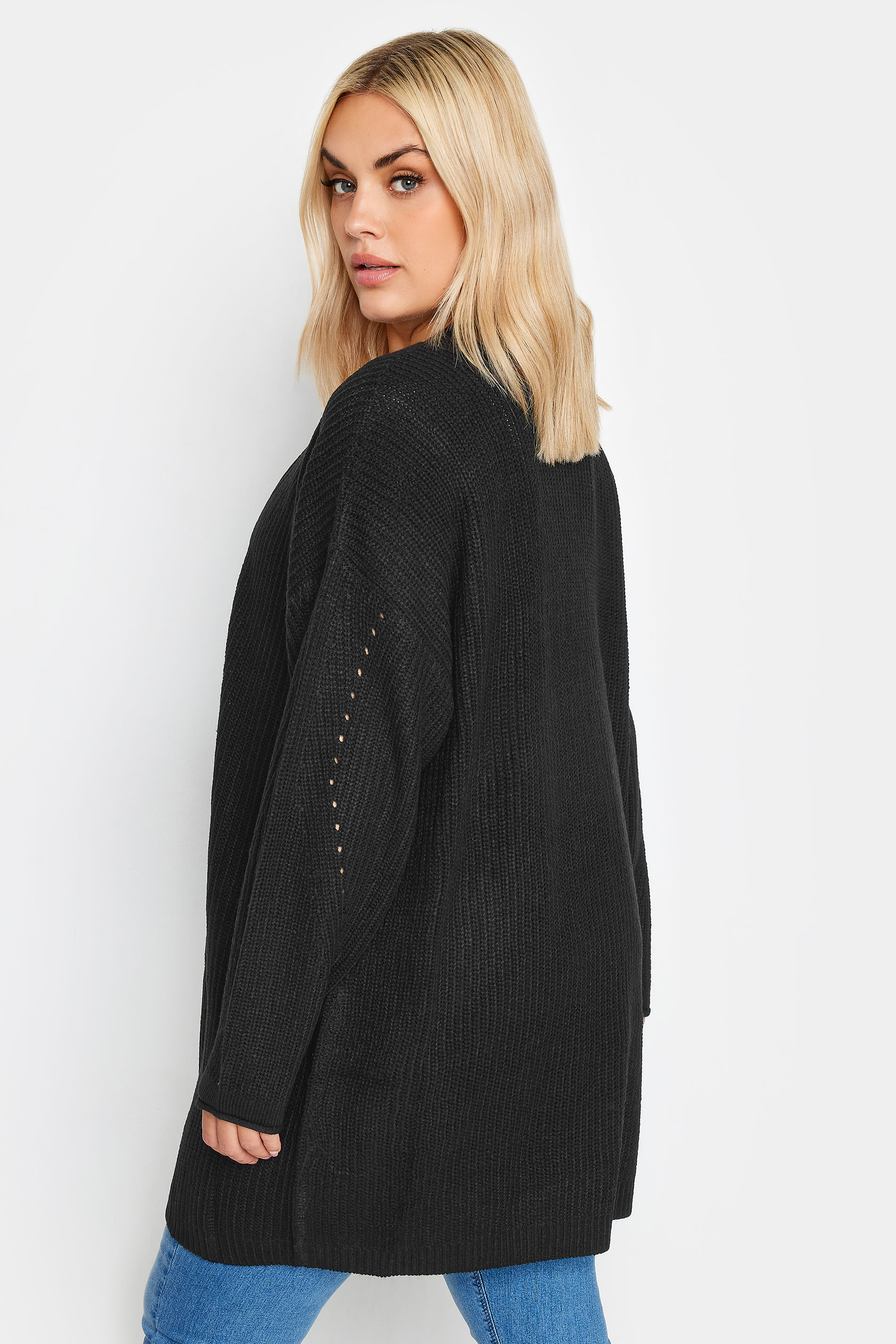 YOURS Plus Size Black Essential Knitted Cardigan | Yours Clothing  3