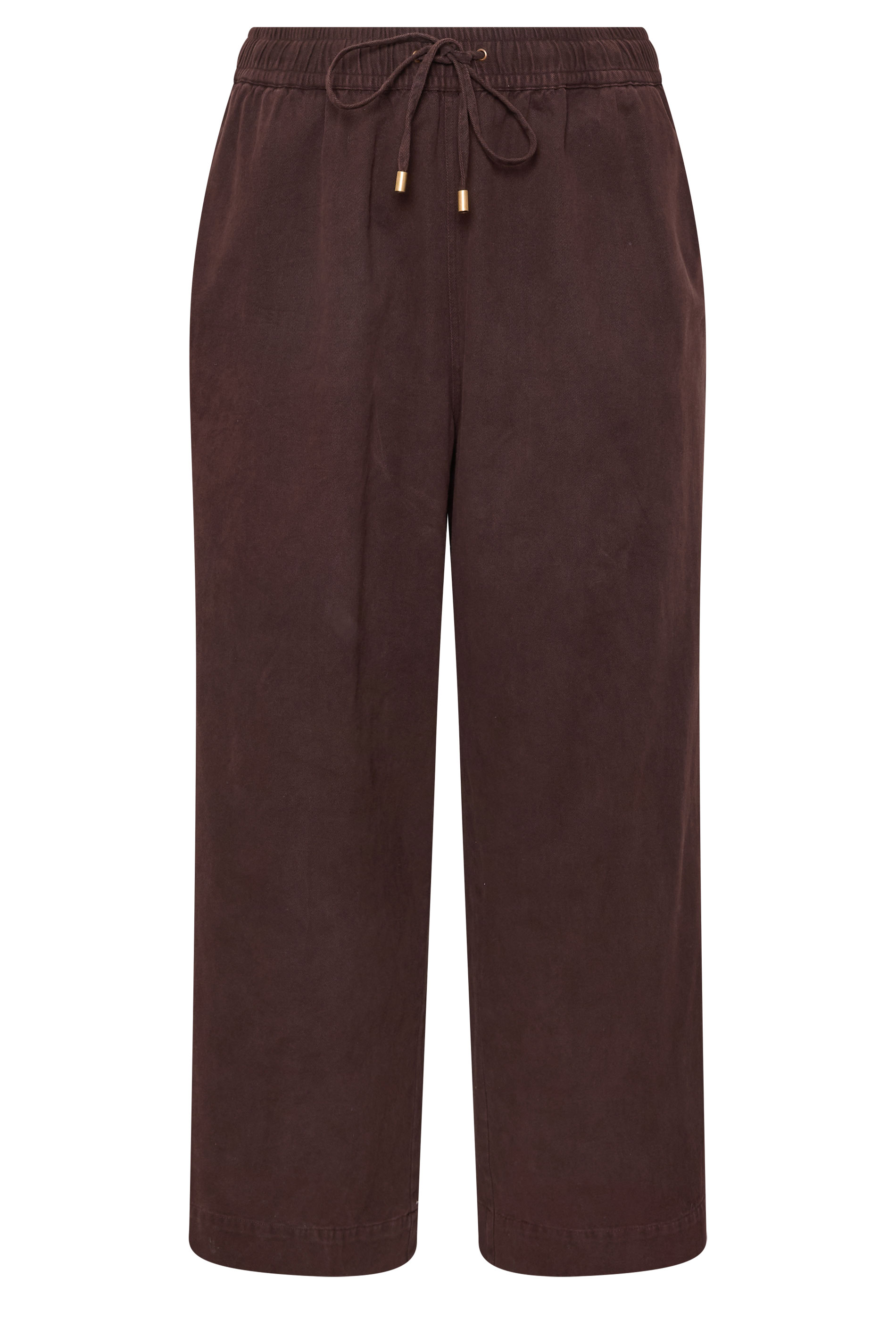 EVANS Plus Size Chocolate Brown Cotton Wide Leg Trouser | Evans 6