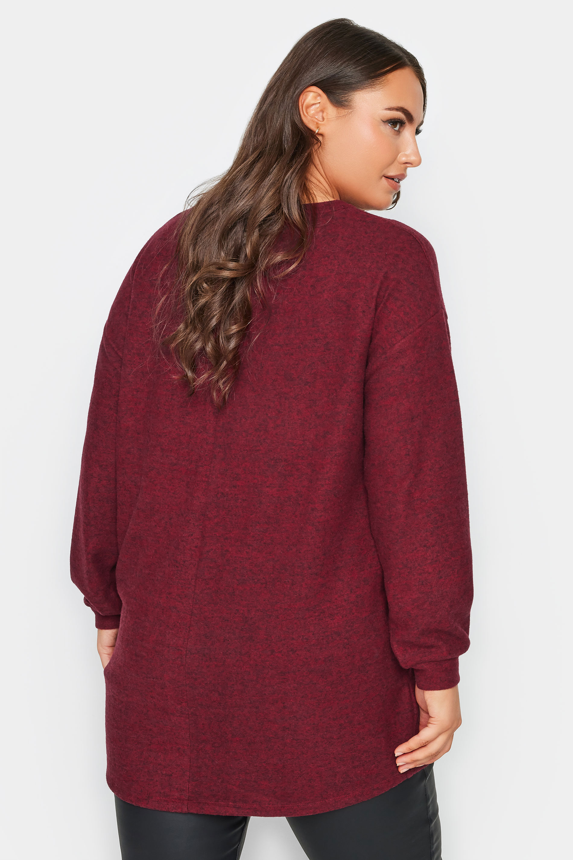YOURS Plus Size Burgundy Red Sequin Embellished Stripe Jumper | Yours Clothing 3