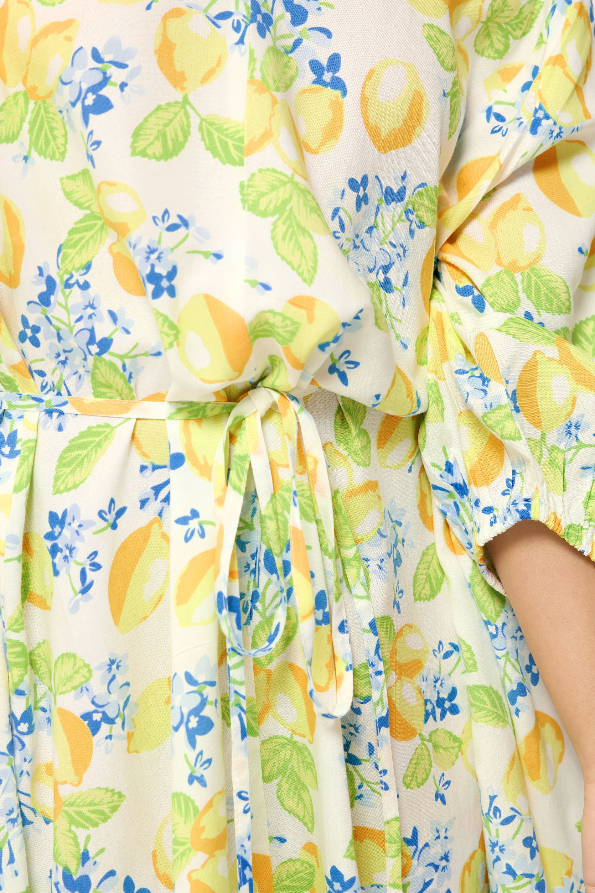 PixieGirl Petite Women's White Lemon Print Shirt Mini Dress | PixieGirl 4
