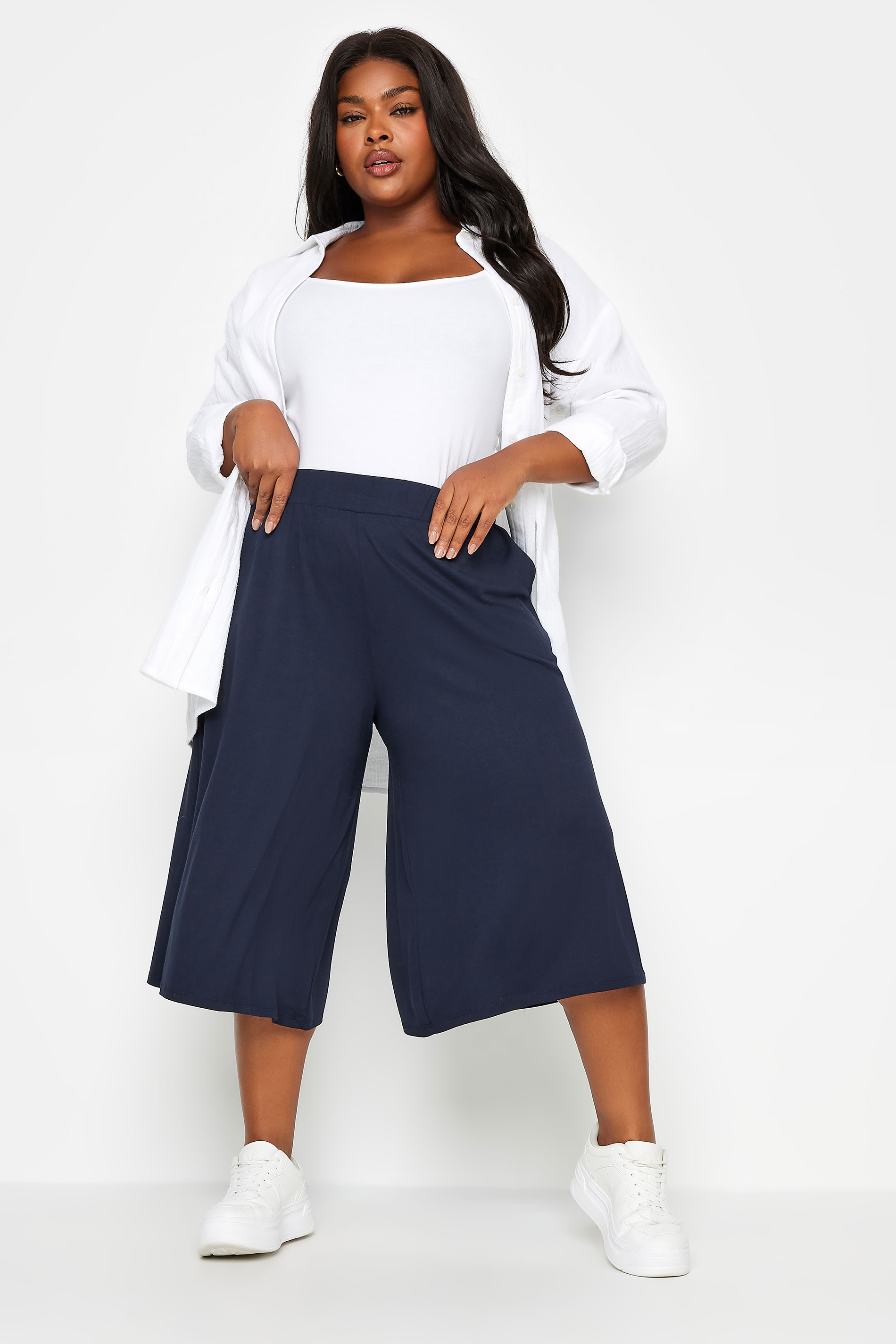 YOURS Plus Size Navy Blue Culottes | Yours Clothing 2