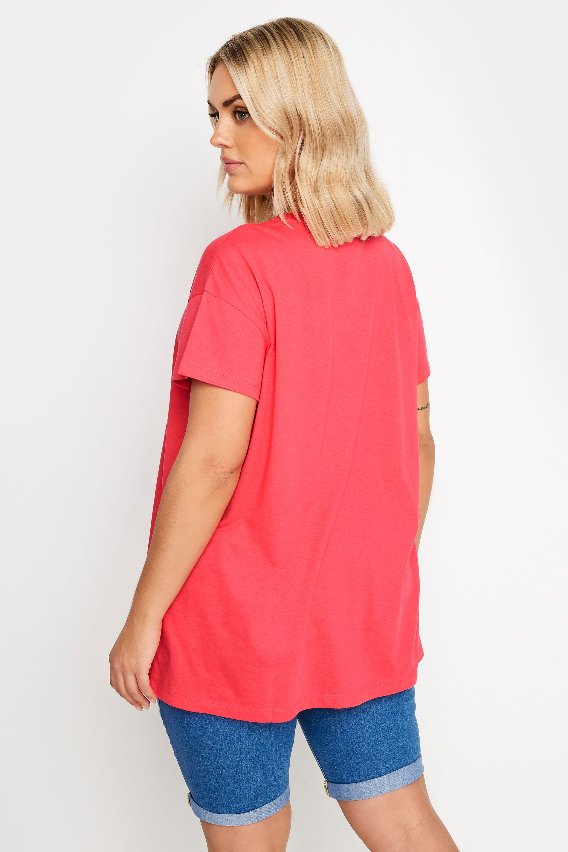 YOURS Plus Size Red 'Cali Palm Springs' Slogan T-Shirt | Yours Clothing 3