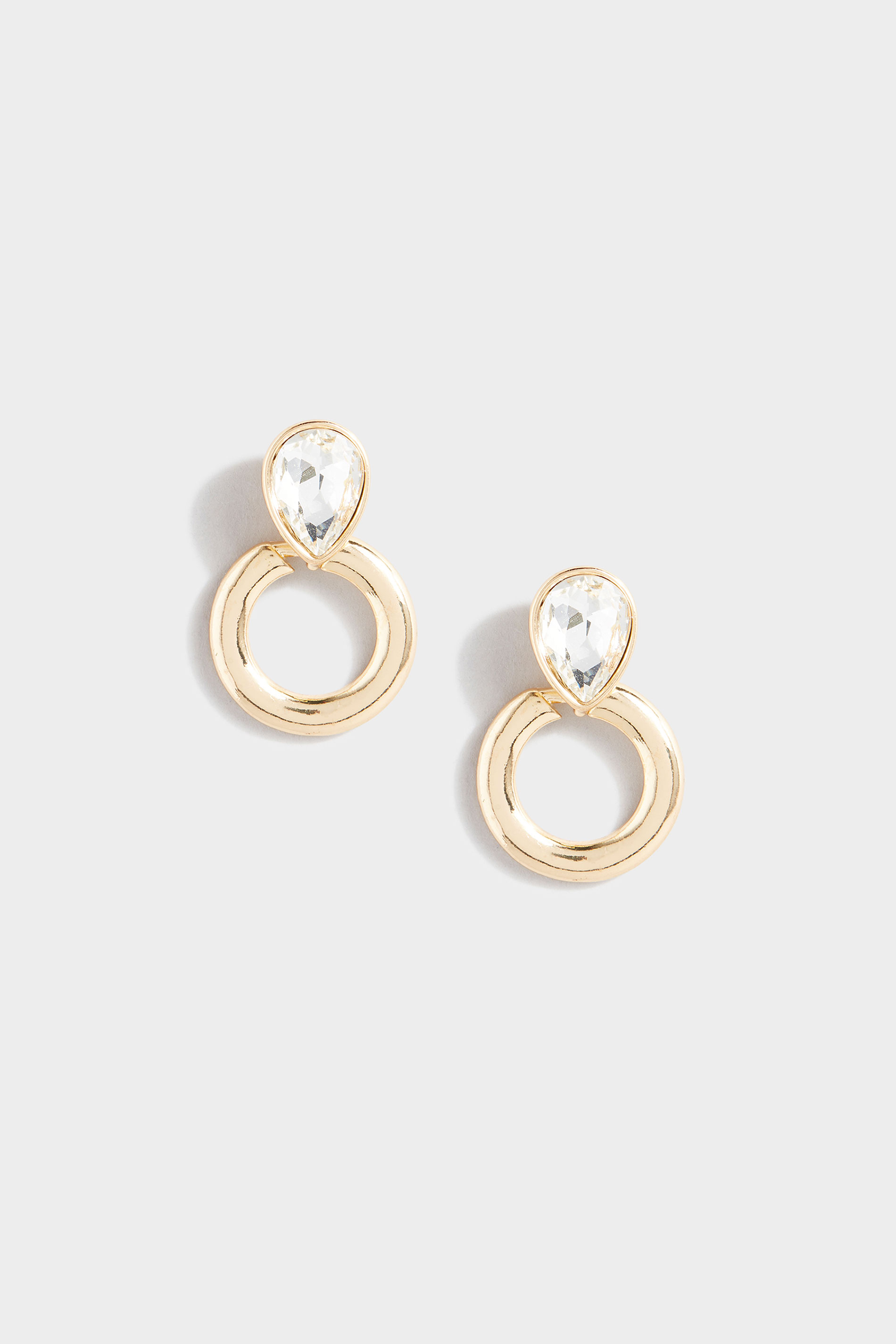 Gold Oval Diamante Hoop Earrings 1