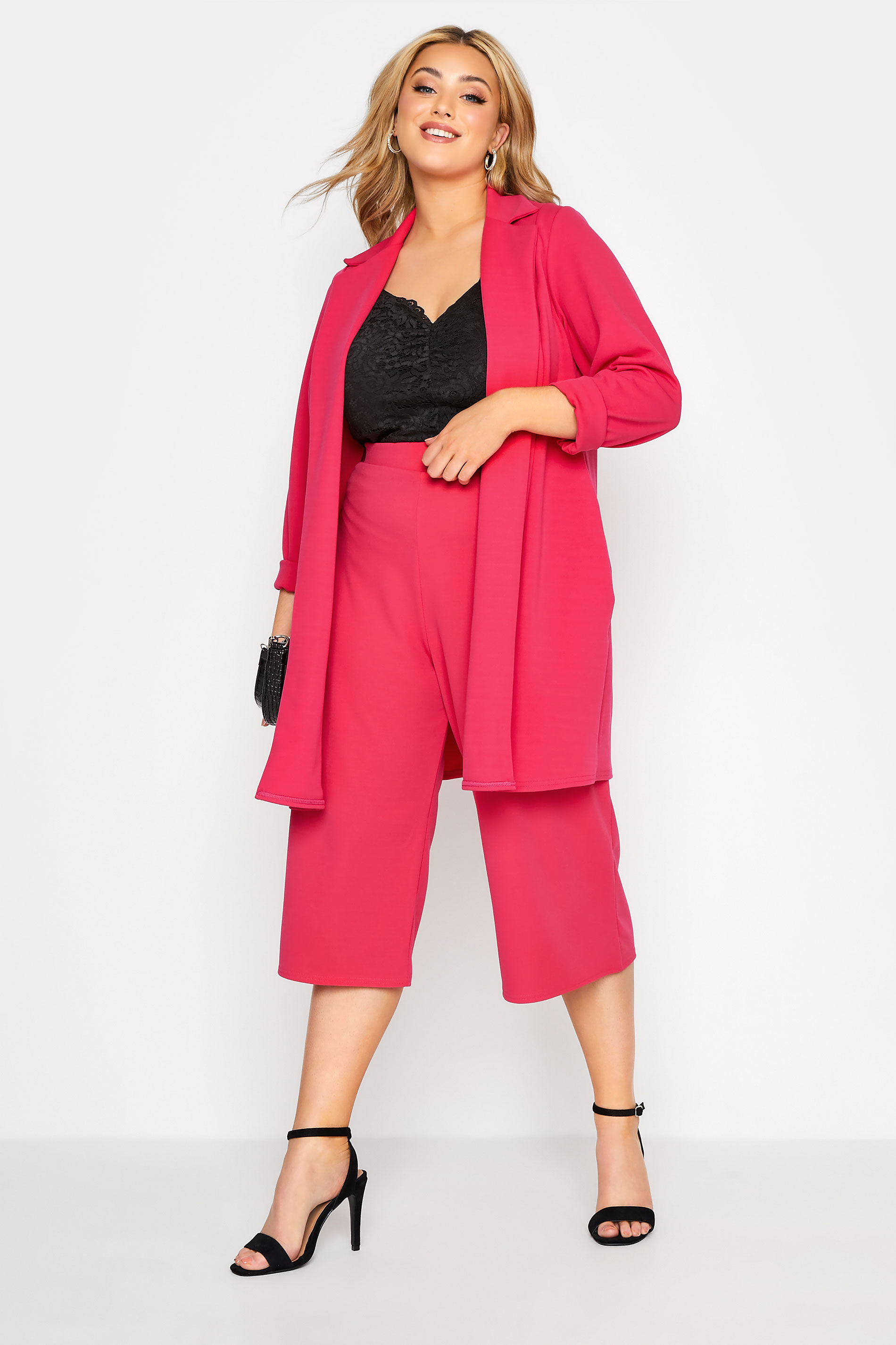 Pantacourts Grande Taille Grande taille  Jupes culottes | YOURS LONDON - Jupe-Culotte Rose Coupe Ample - PK87293