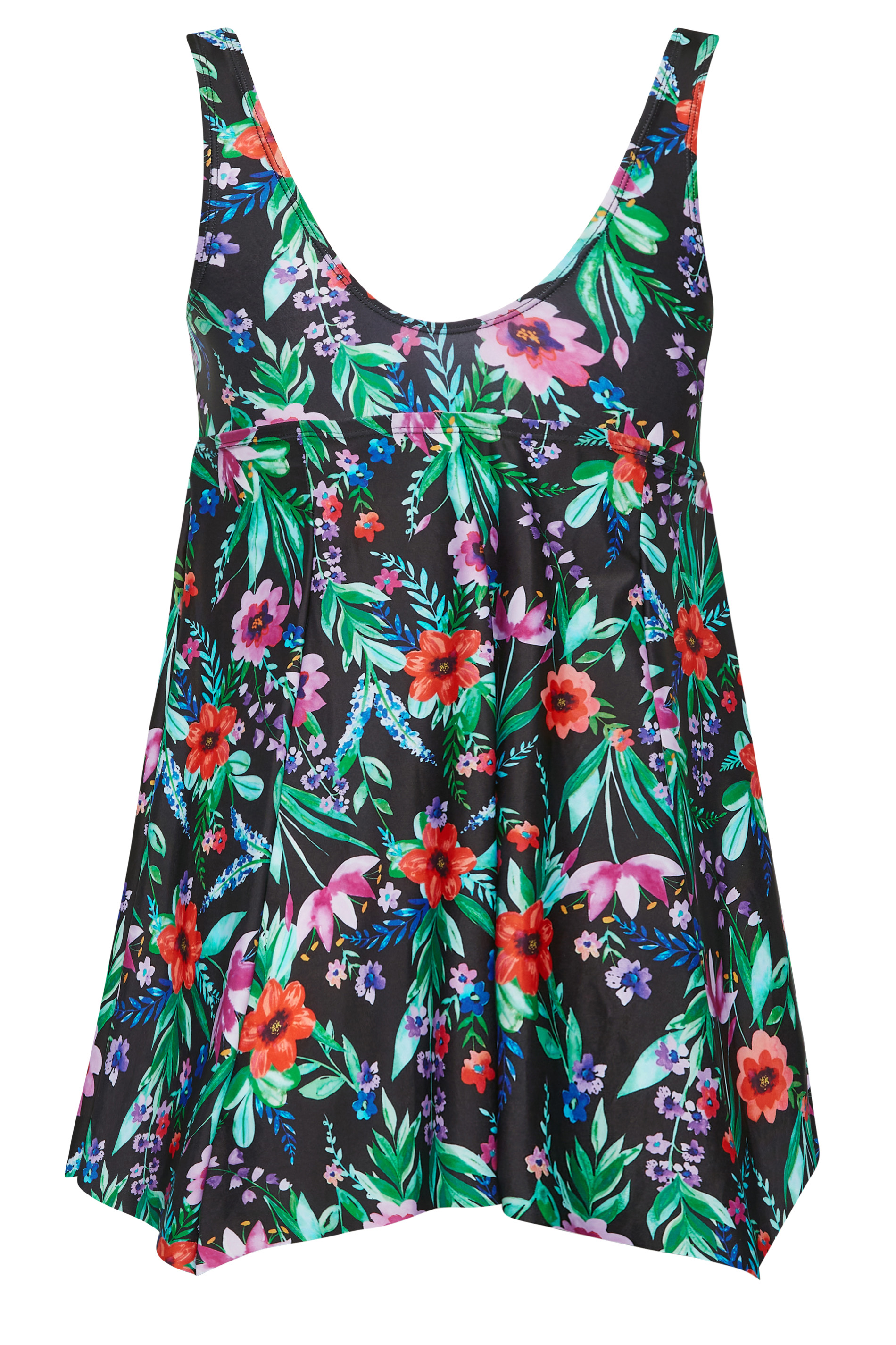 YOURS Plus Size Black Floral Print Tankini Top | Yours Clothing