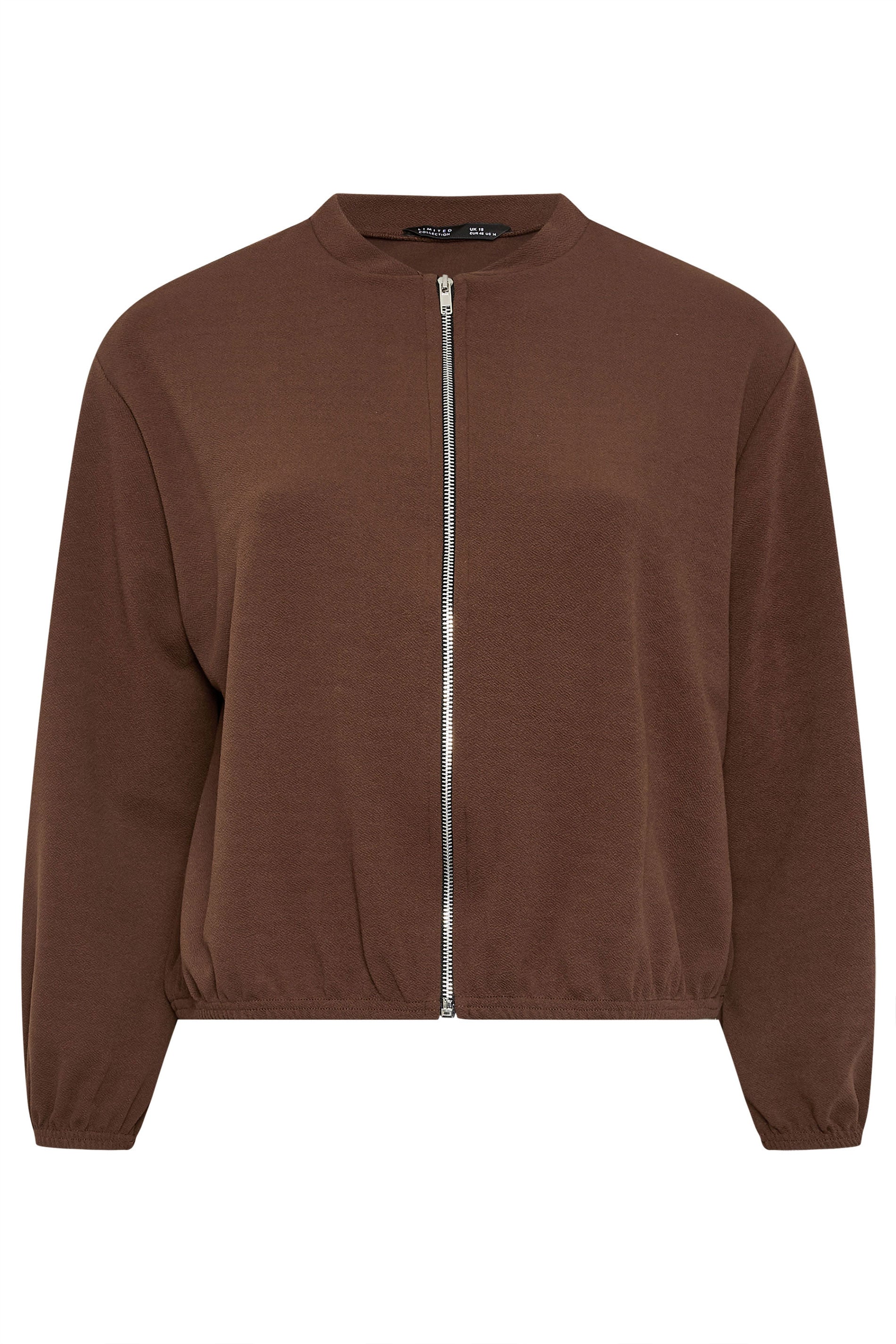 LIMITED COLLECTION Plus Size Chocolate Brown Zip Bomber Jacket | Yours Clothing 6