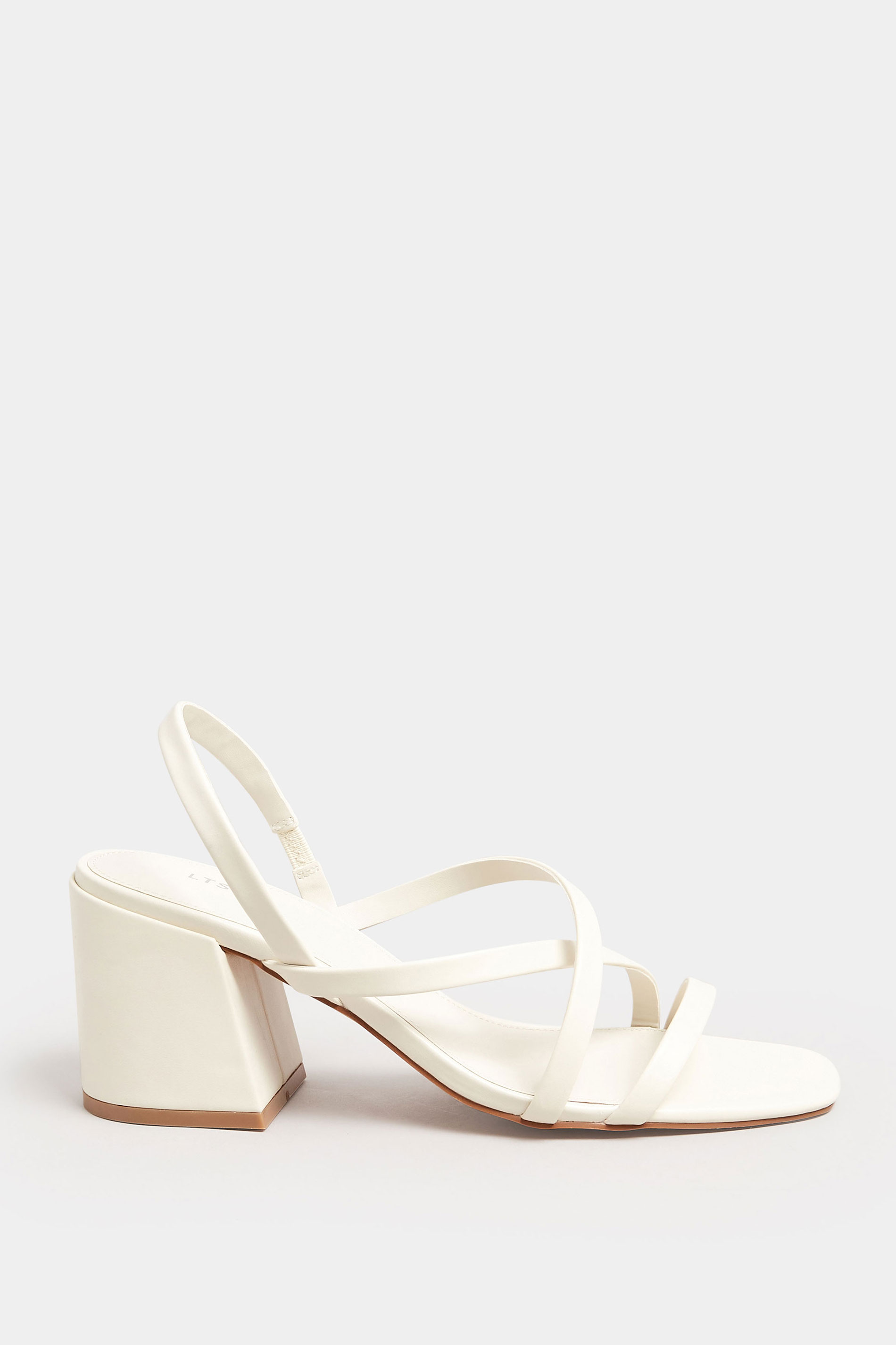 LTS White Cross Over Strap Block Heel Sandals In Standard Fit | Long Tall Sally  3