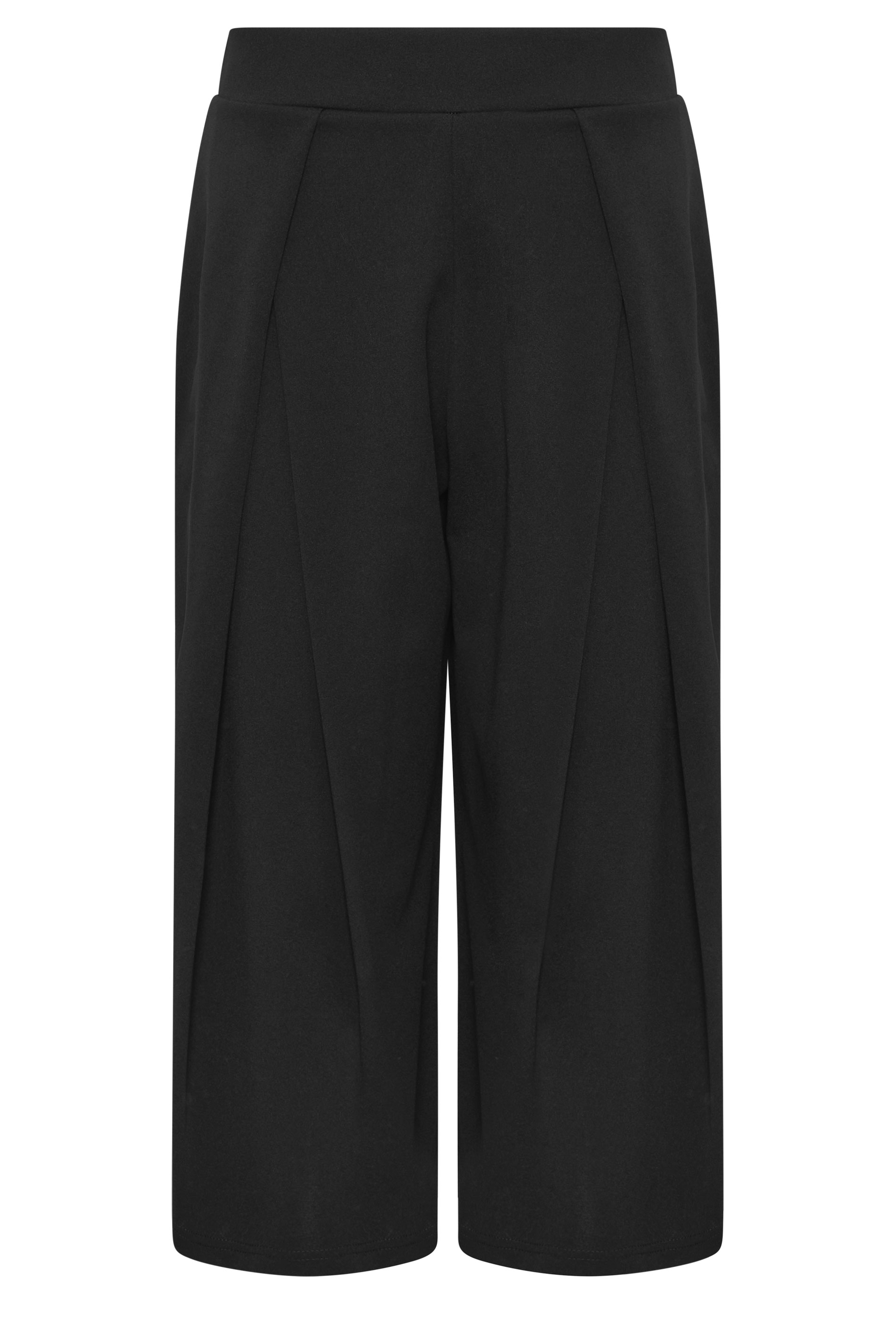 PixieGirl Petite Women's Black Pleated Cropped Wide Leg Trousers | PixieGirl 5