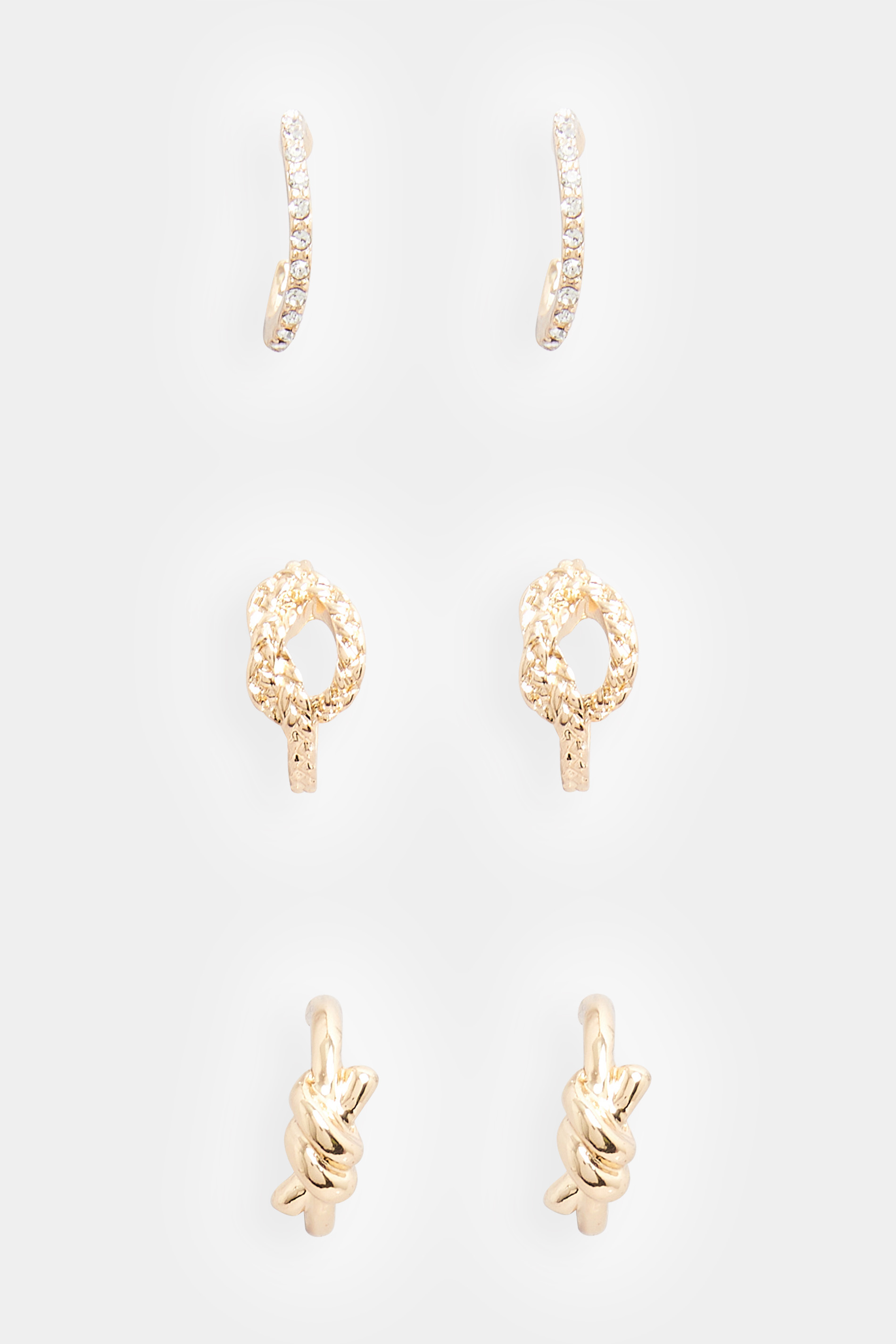 3 PACK Gold Tone Knot Earring Set | Yours Clothing 3