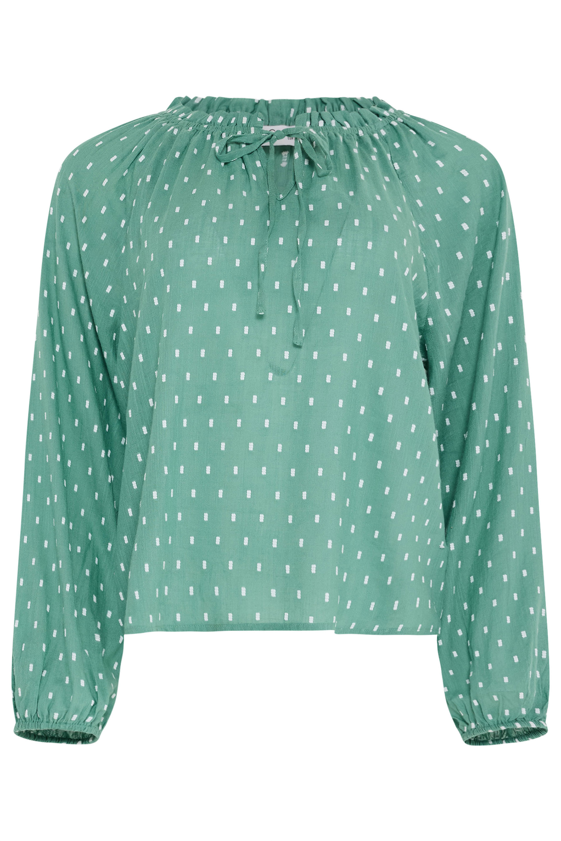 M&Co Green Dobby Tie Neck Blouse | M&Co 5