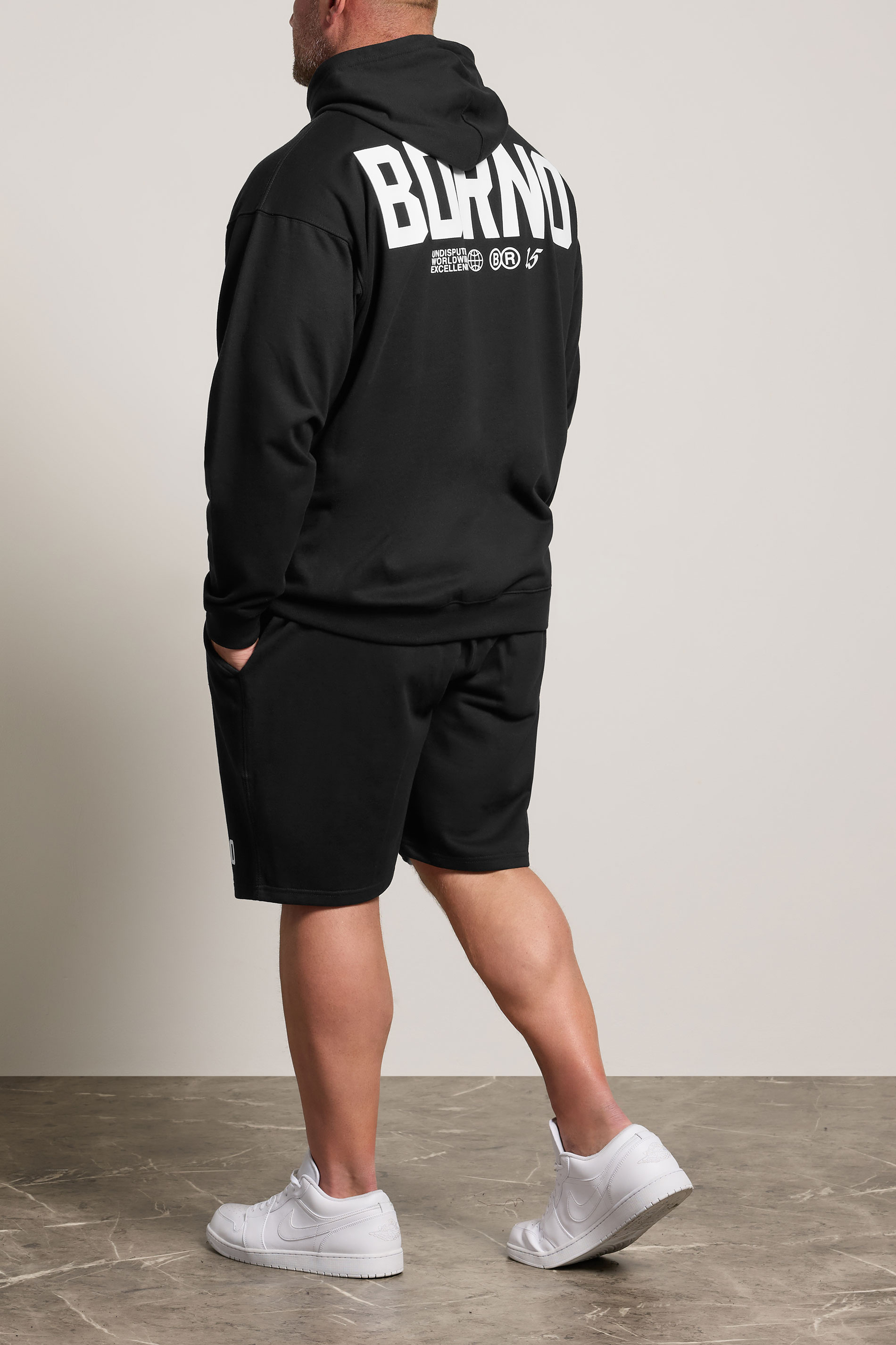 BDRNO Premium Big & Tall Black Logo Jogger Shorts | BadRhino 2