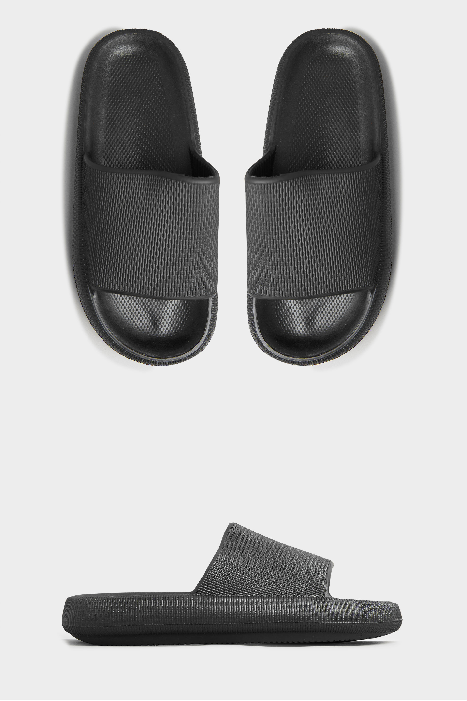 LIMITED COLLECTION Black Eva Sliders In Extra Wide Fit | Long Tall Sally