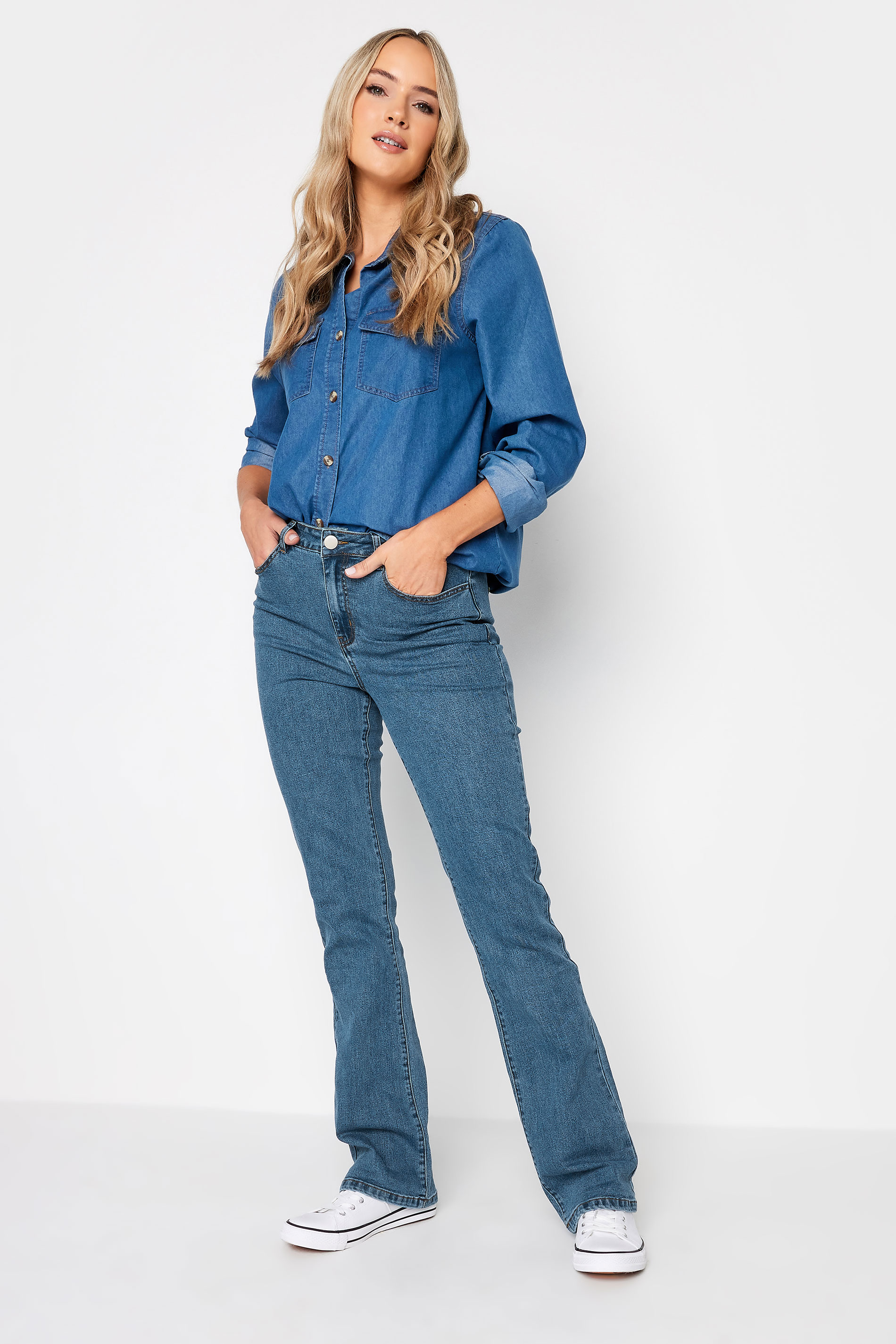 LTS Tall Womens Blue Mid Wash RAE Stretch Bootcut Jeans | Long Tall Sally  1