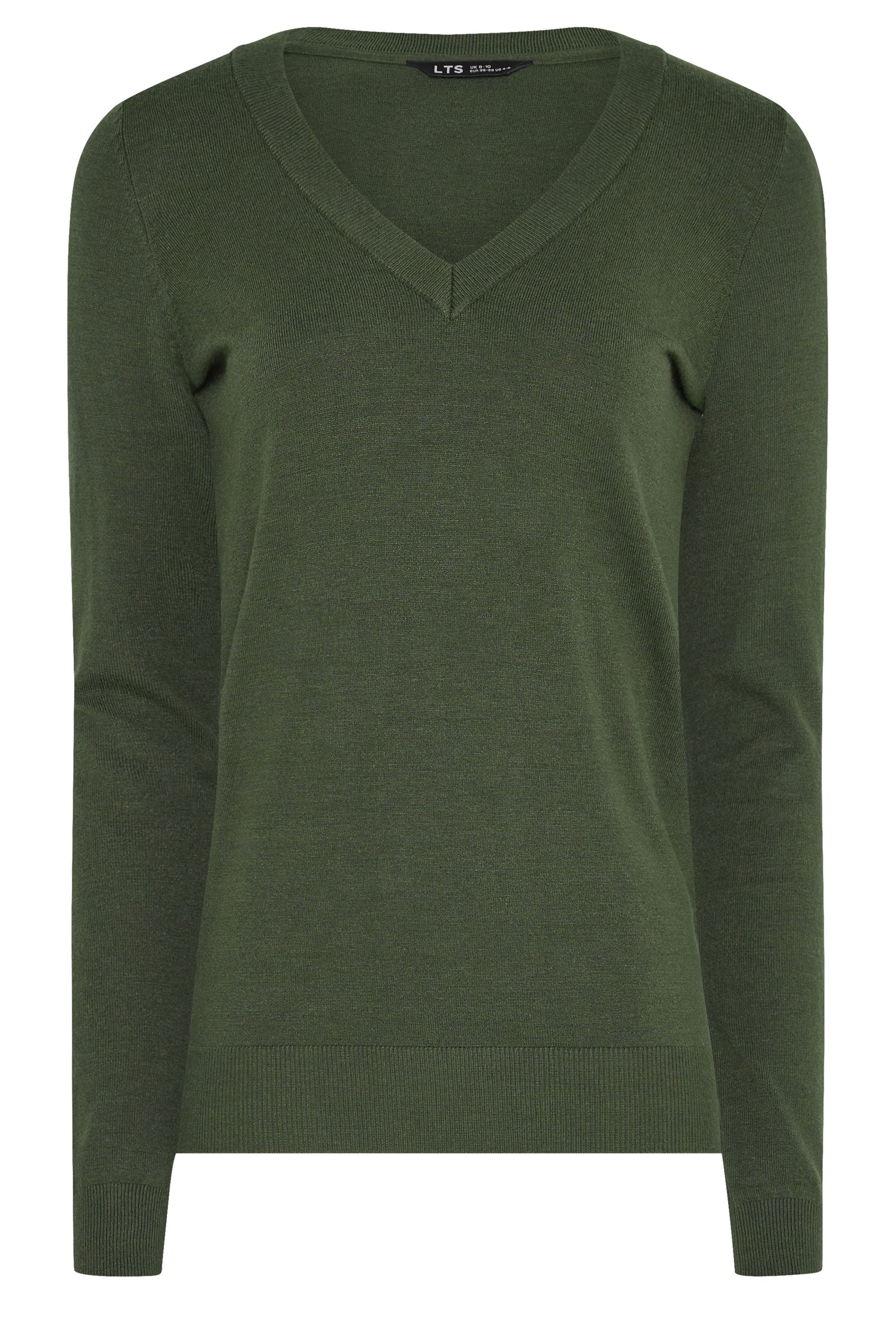 LTS Tall Olive Green Knit V-Neck Jumper | Long Tall Sally 5