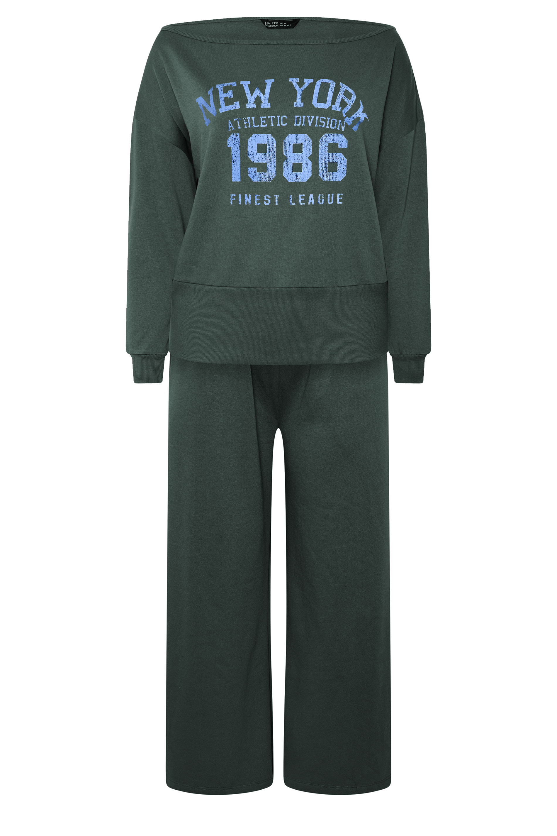 YOURS Plus Size Grey 'New York' Off Shoulder Sweatshirt & Jogger Set | Yours Clothing 6